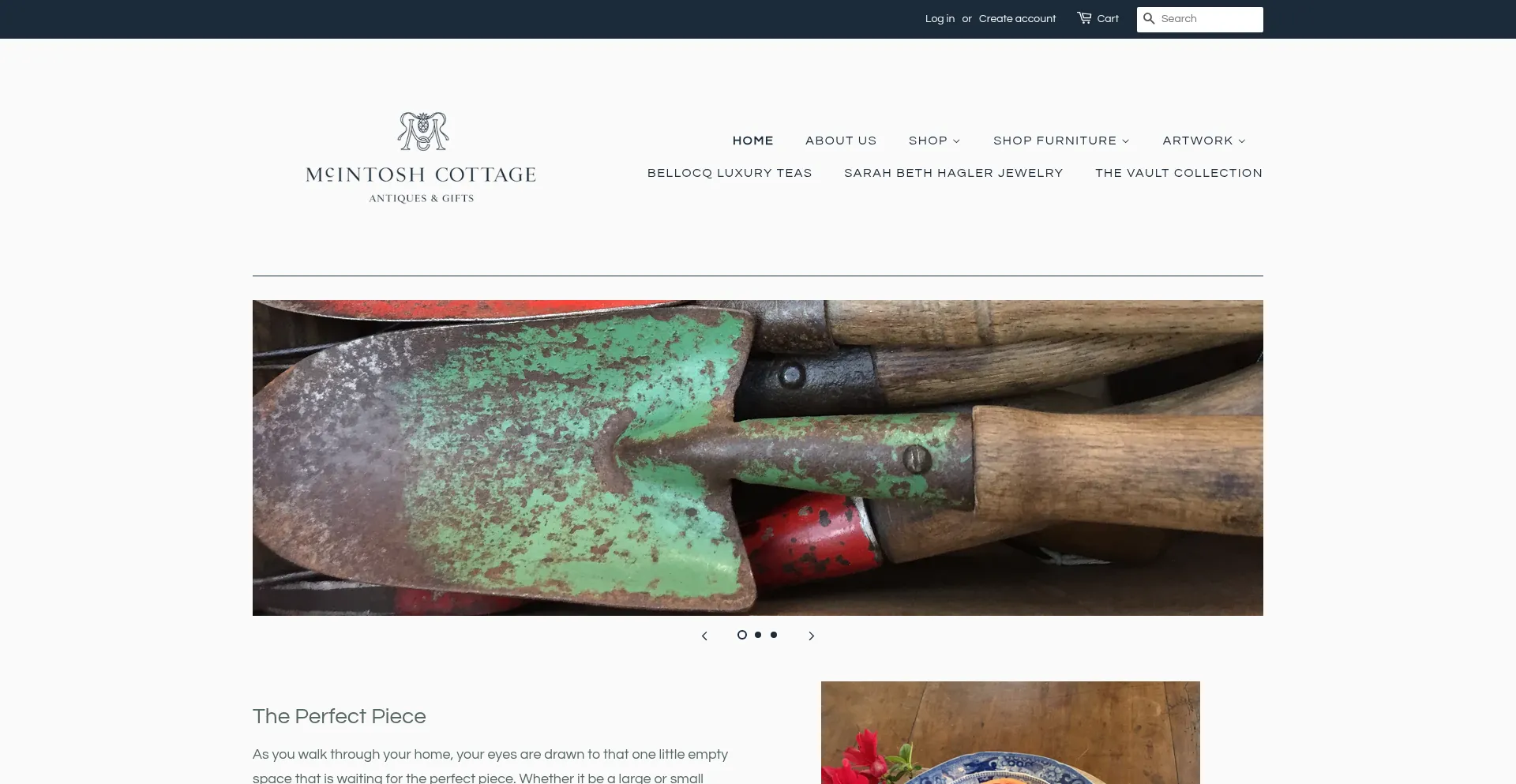 Website screenshot of Mcintoshcottageantiques.com