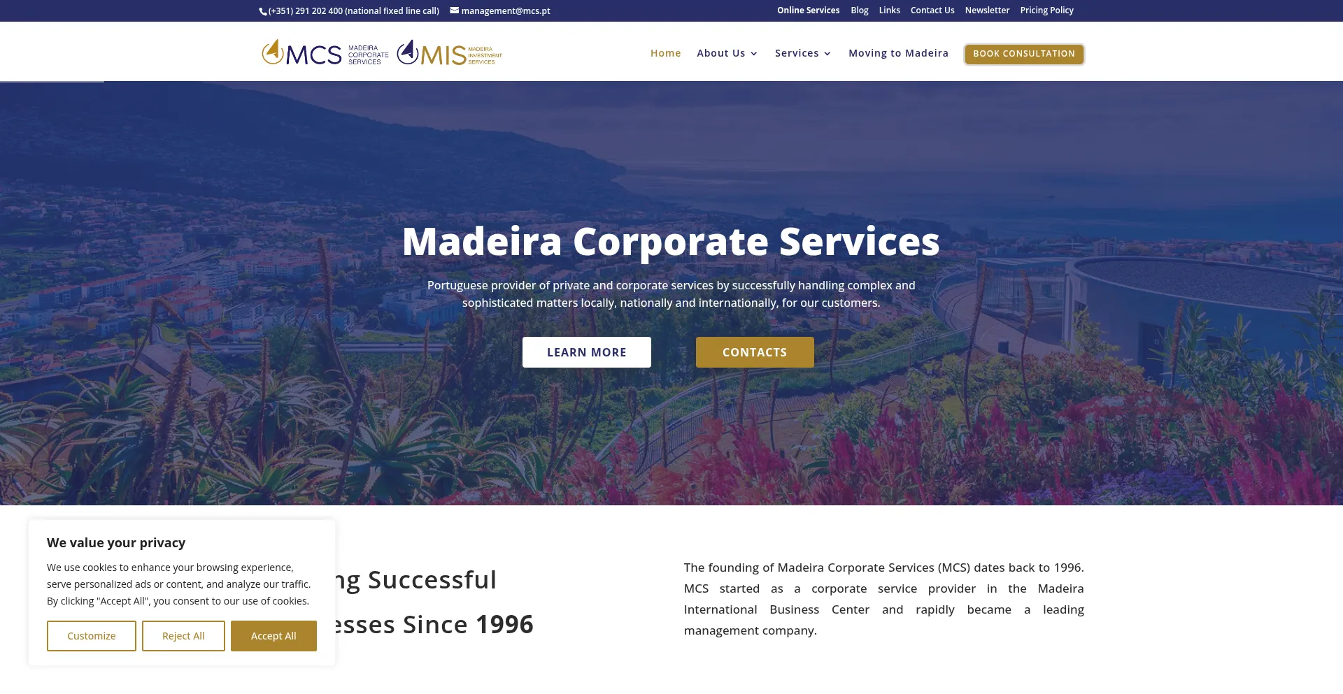 Website screenshot of Mcs.pt