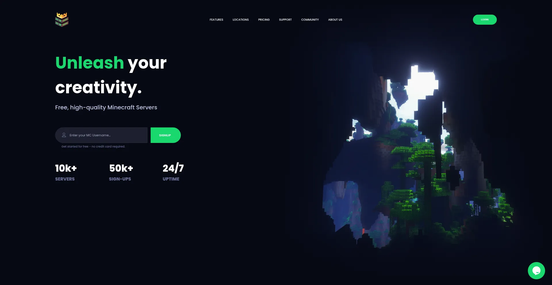 Website screenshot of Mcserverhost.com