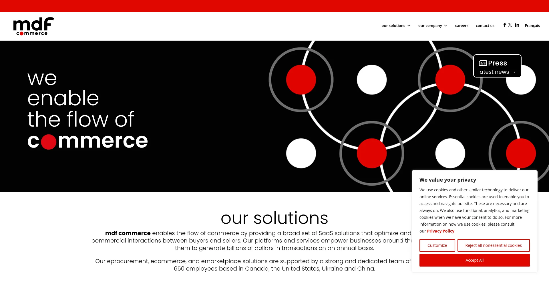 Website screenshot of Mdfcommerce.com
