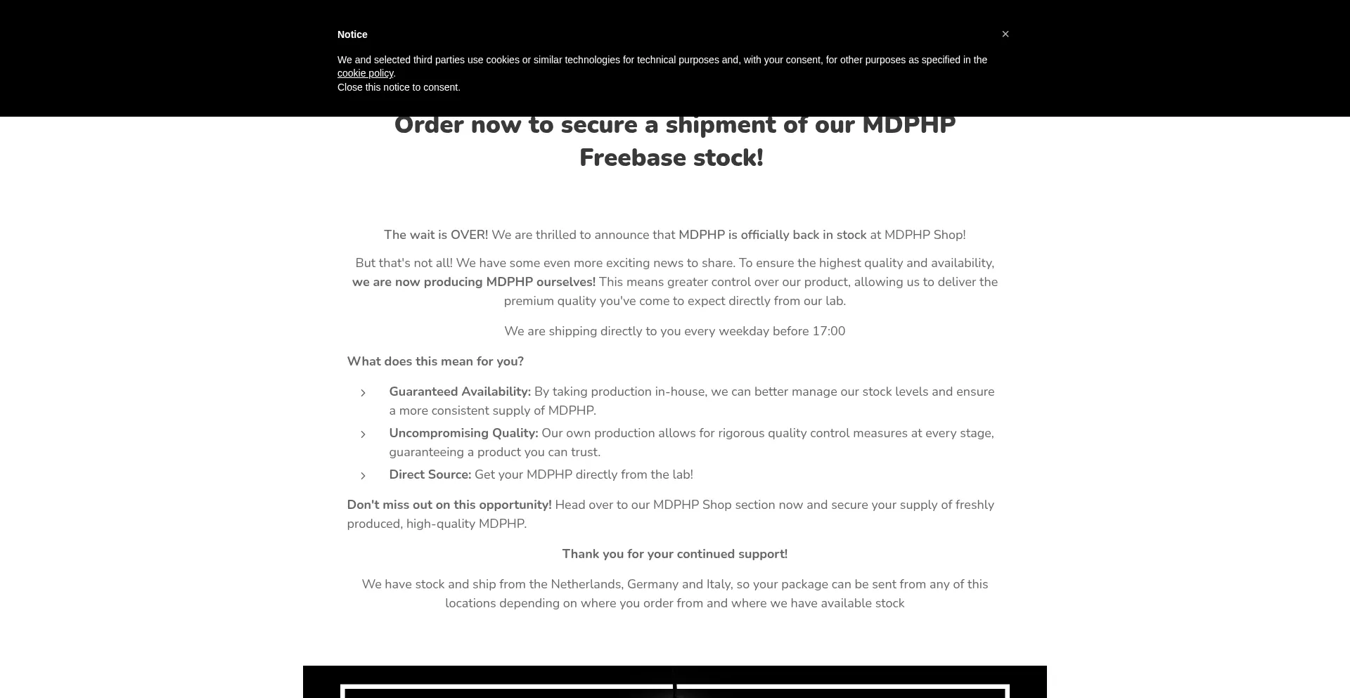 Website screenshot of Mdphpshop.nl