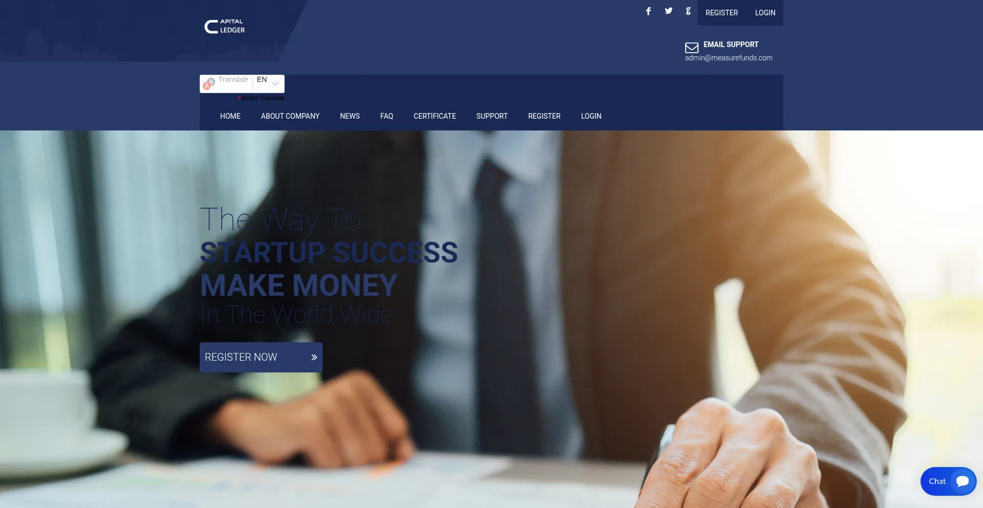 Website screenshot of Measurefunds.com