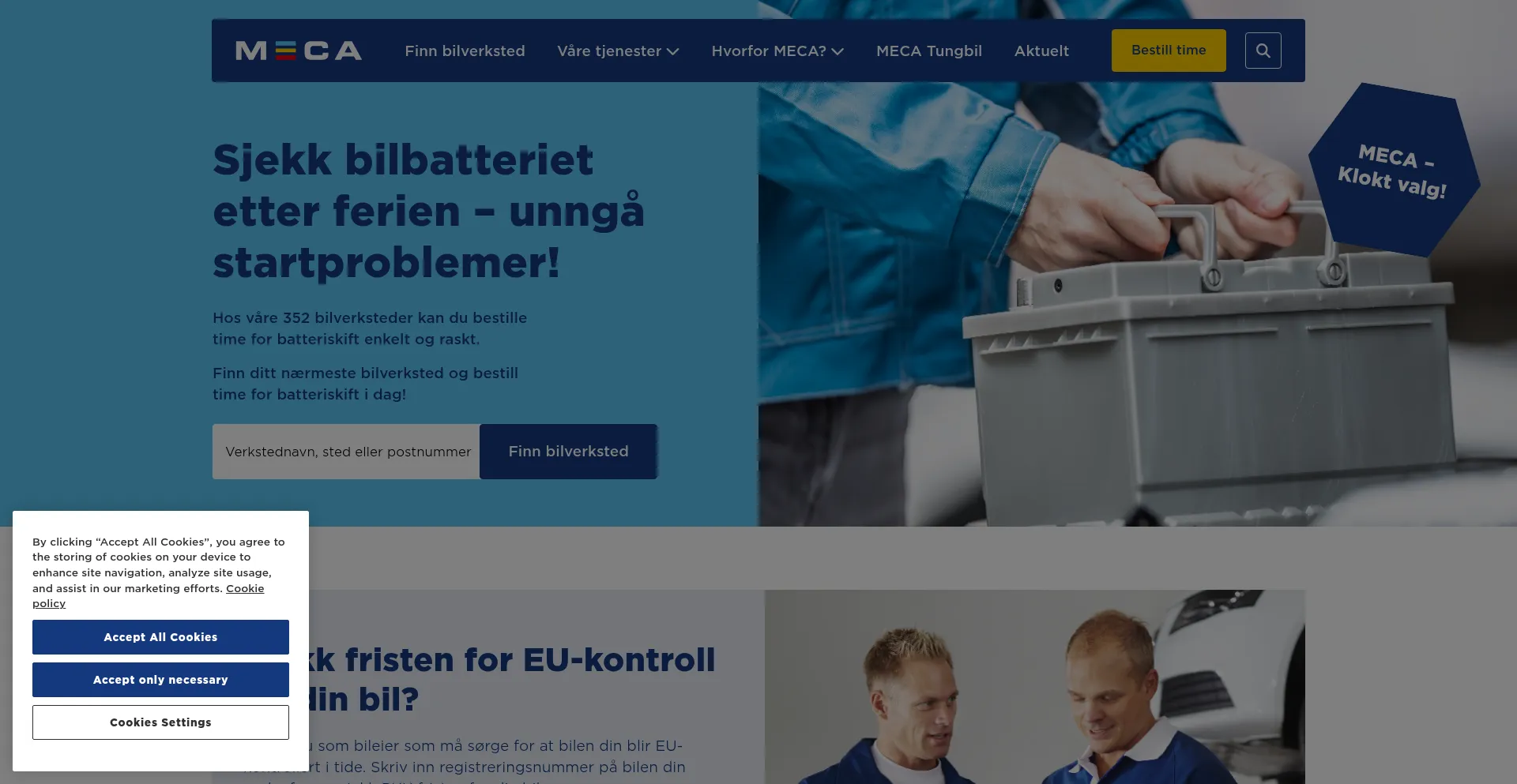 Website screenshot of Meca.no