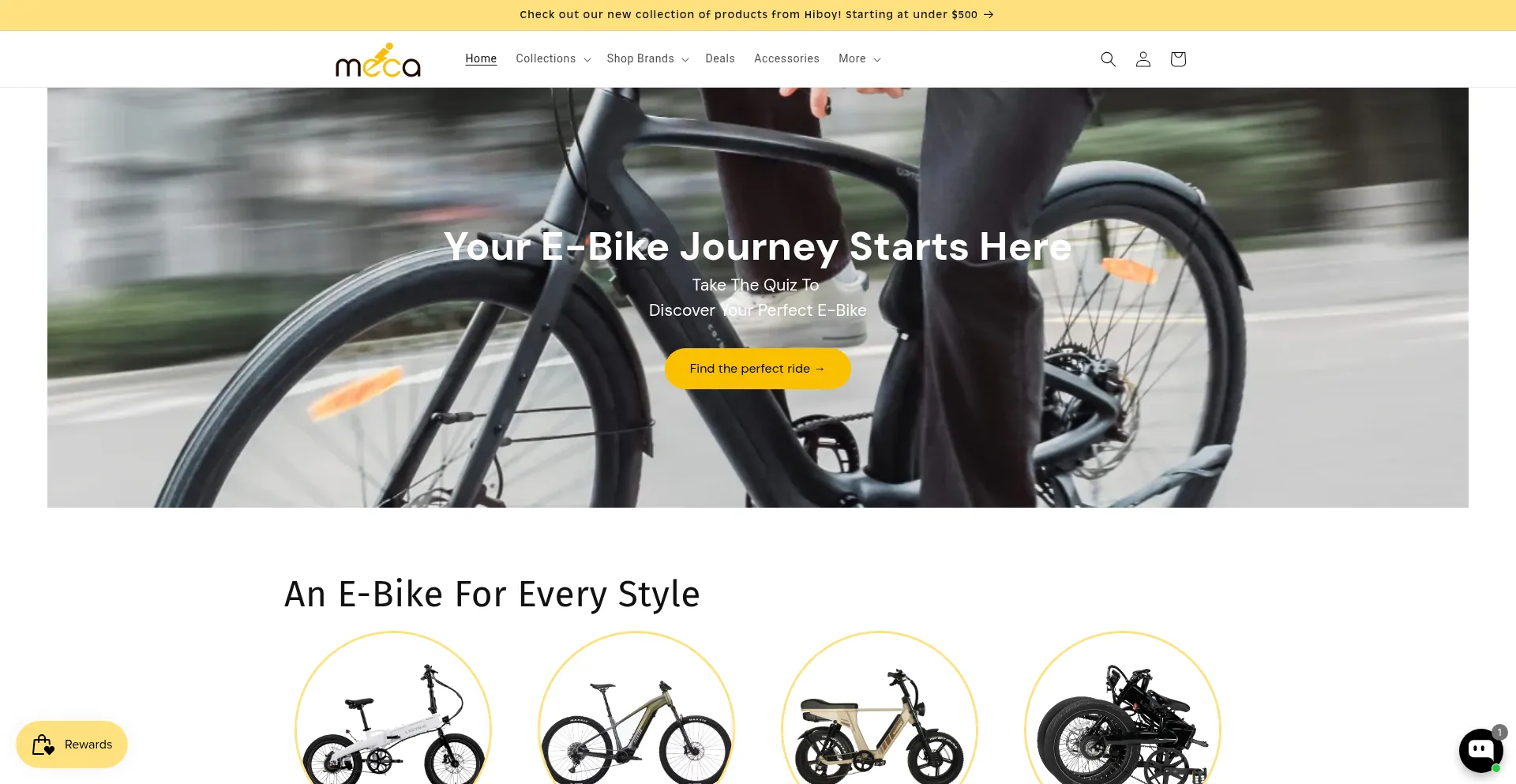 Website screenshot of Mecaebikes.com