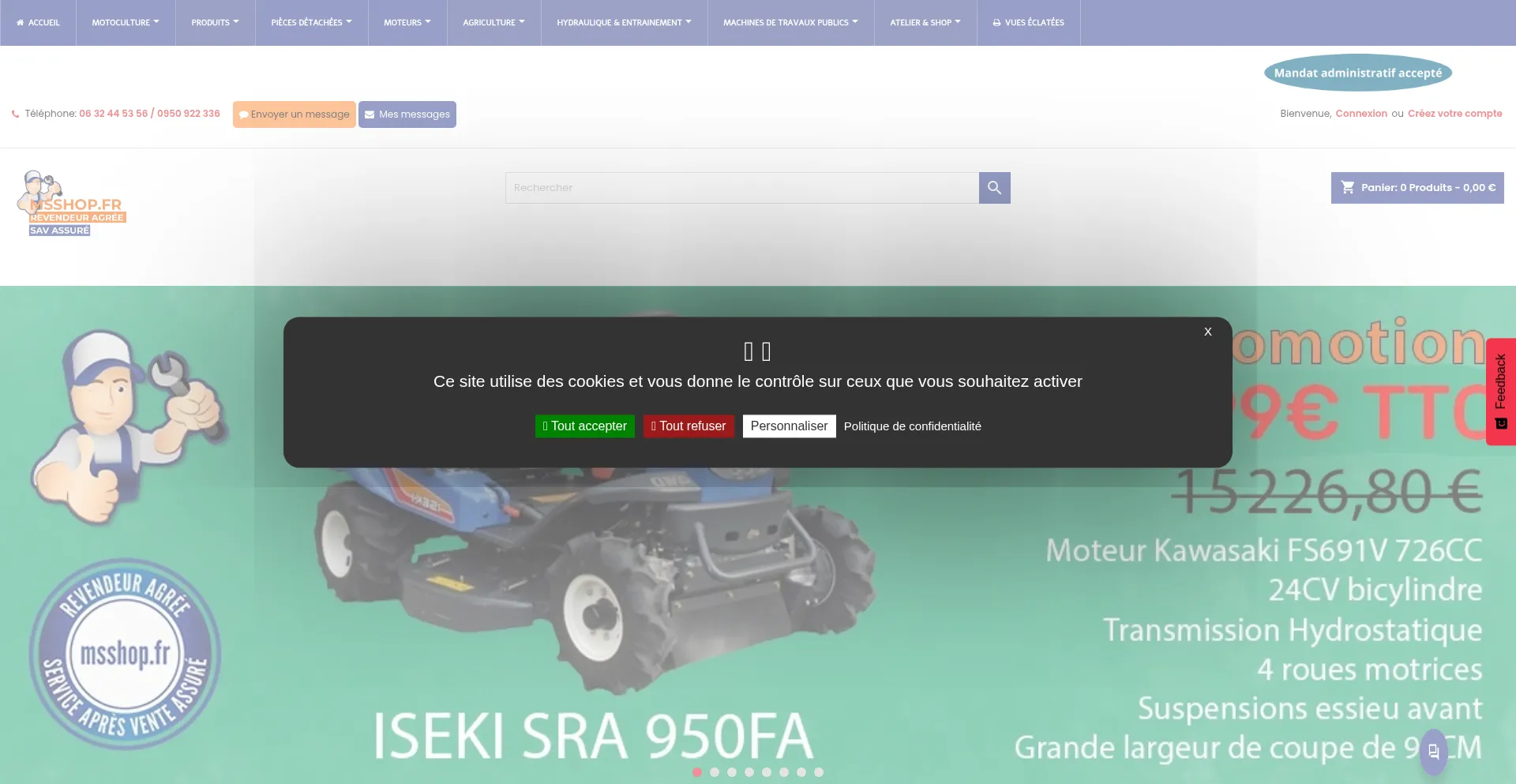 Website screenshot of Mecaservicesshop.fr