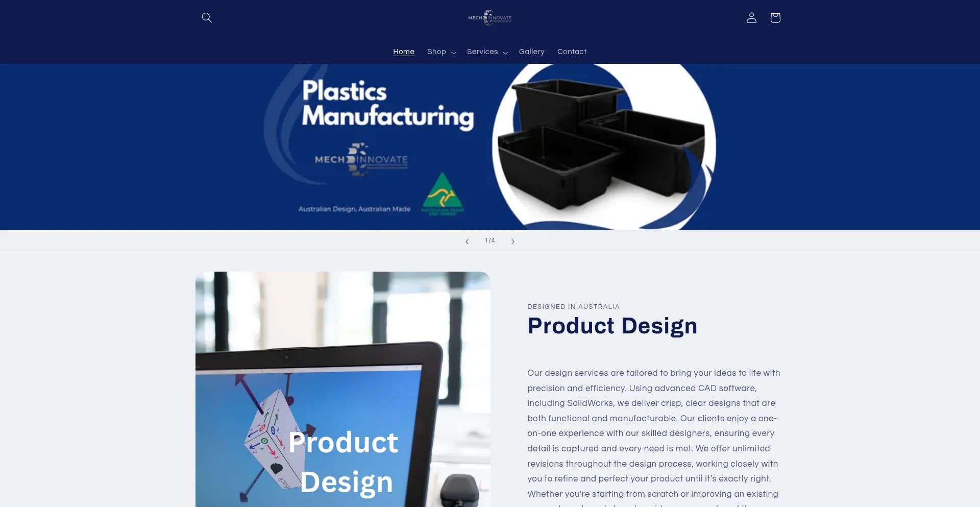 Website screenshot of Mechinnovation.com.au