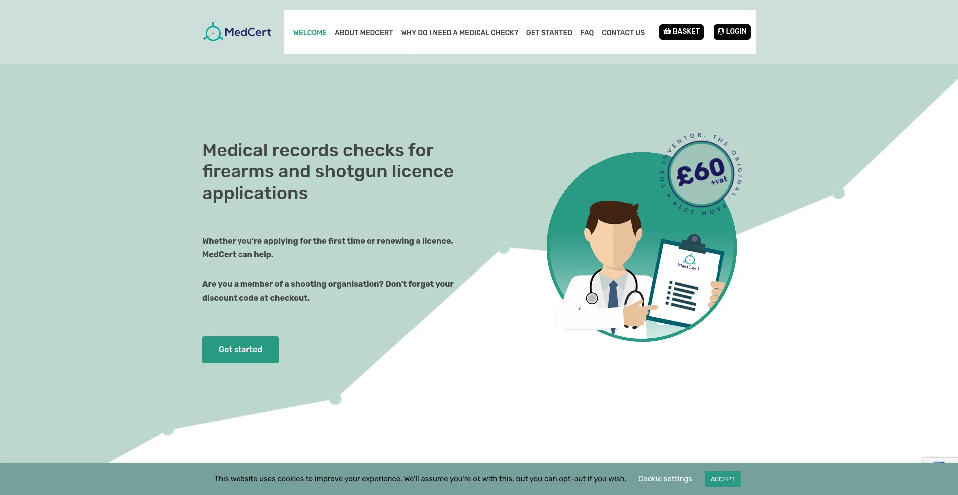 Website screenshot of Medcert.co.uk