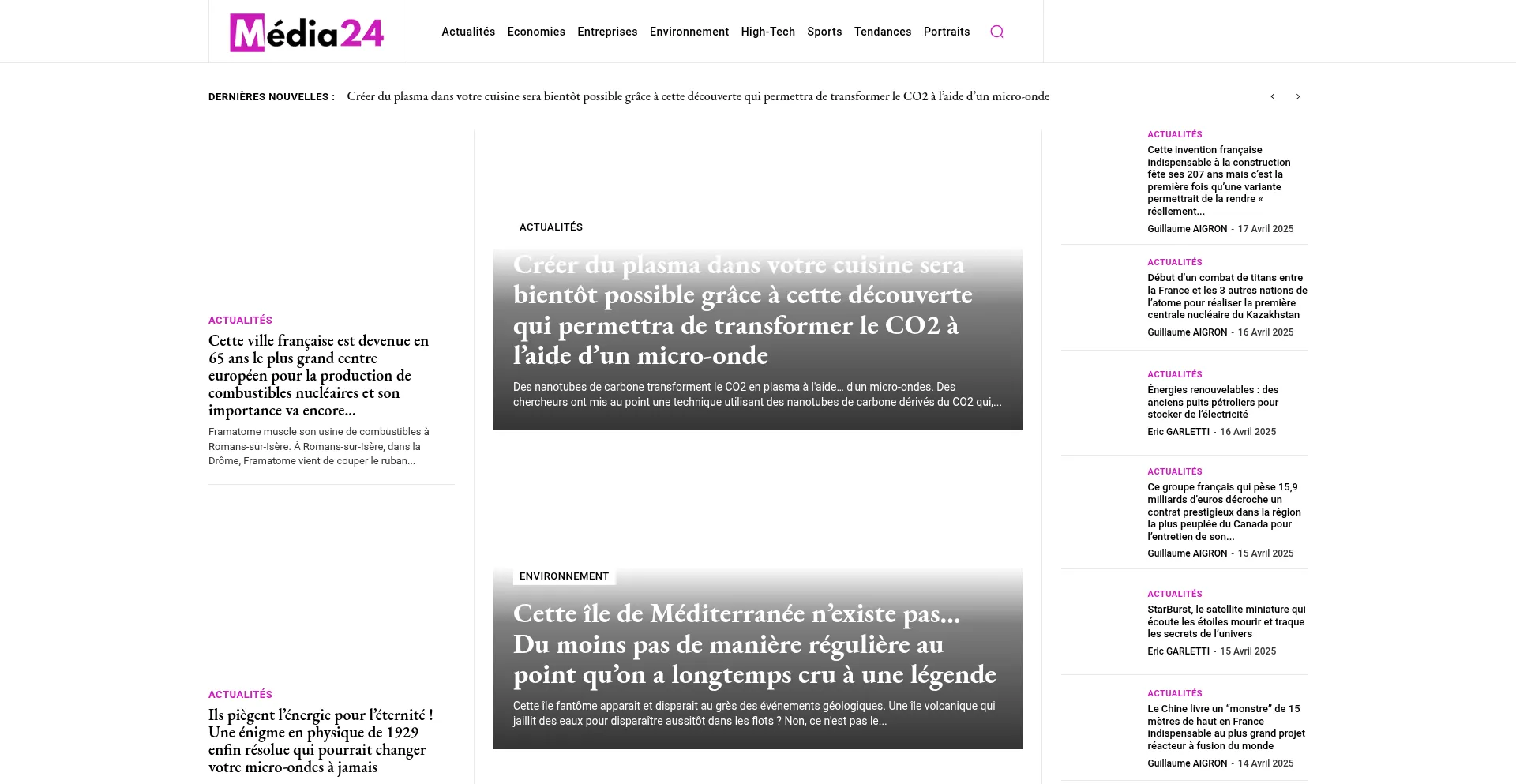 Website screenshot of Media24.fr