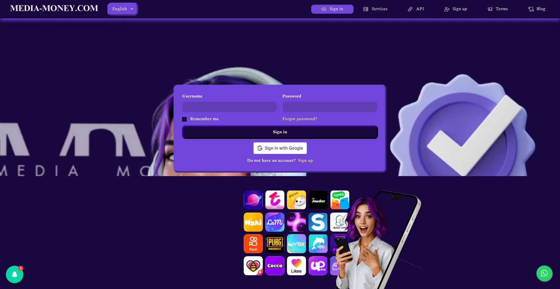 Website screenshot of Media-money.com