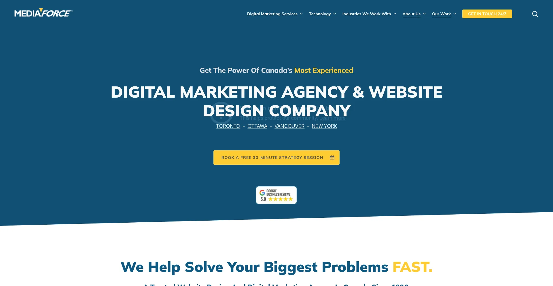 Website screenshot of Mediaforce.ca