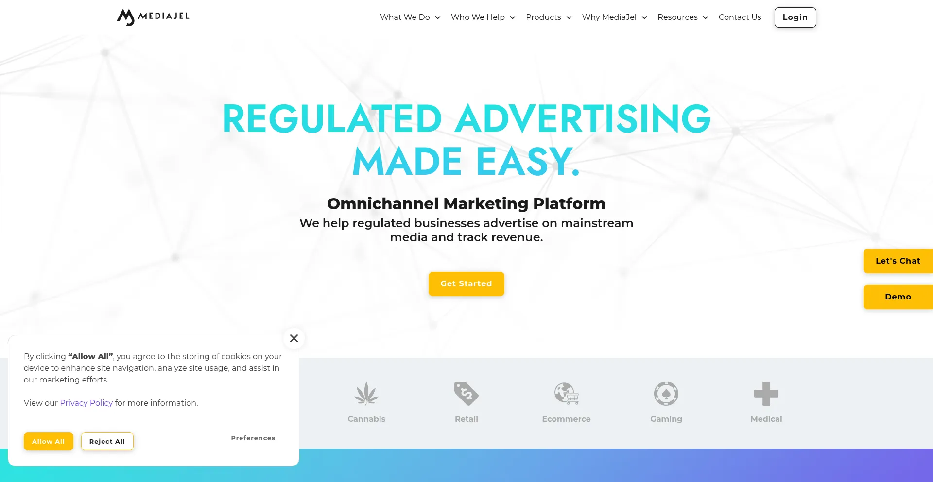 Website screenshot of Mediajel.com