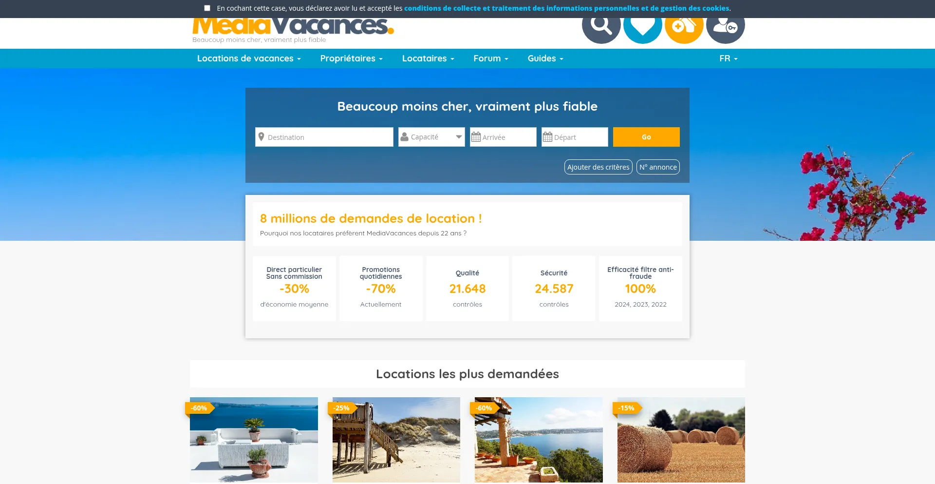 Website screenshot of Mediavacances.com