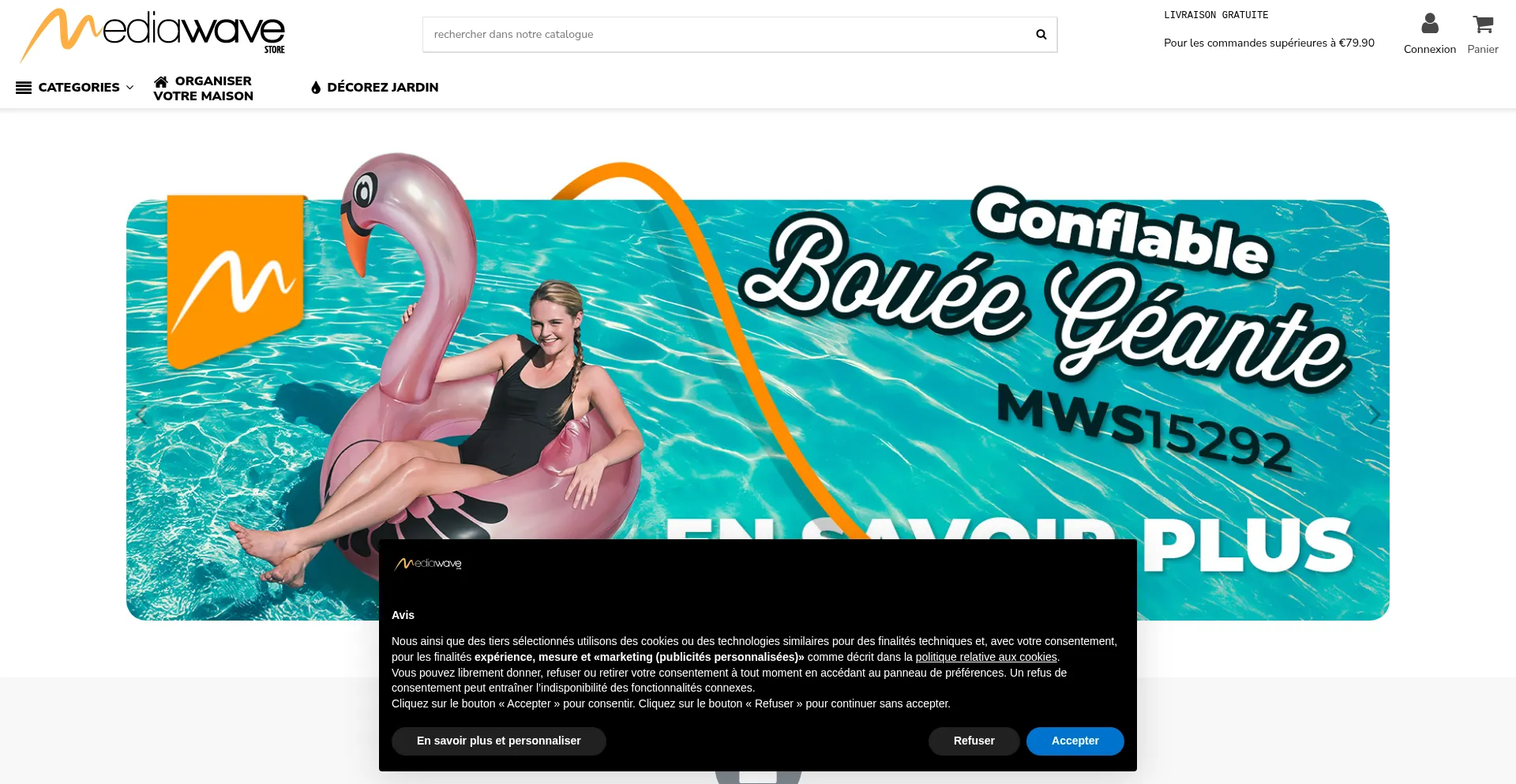 Website screenshot of Mediawavestore.fr