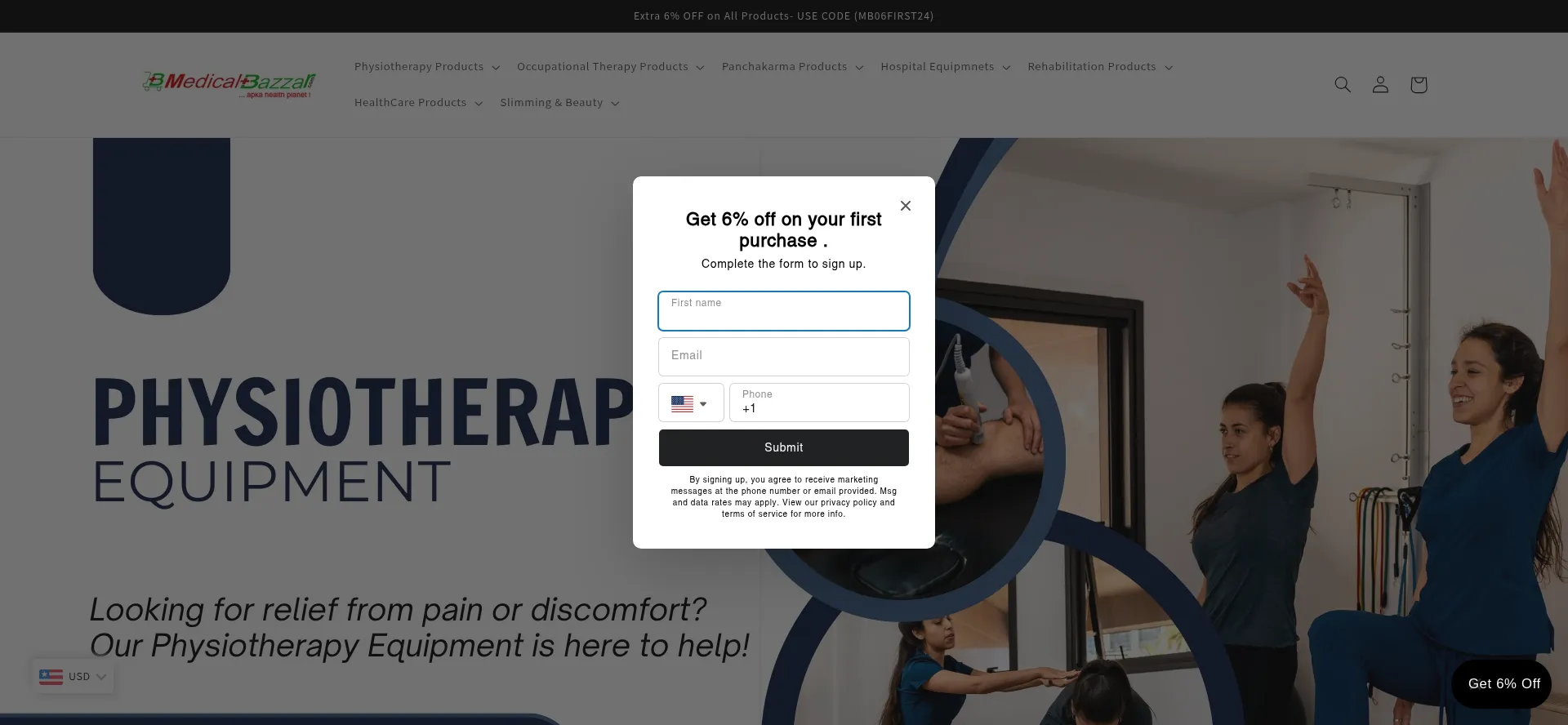 Website screenshot of Medicalbazzar.com