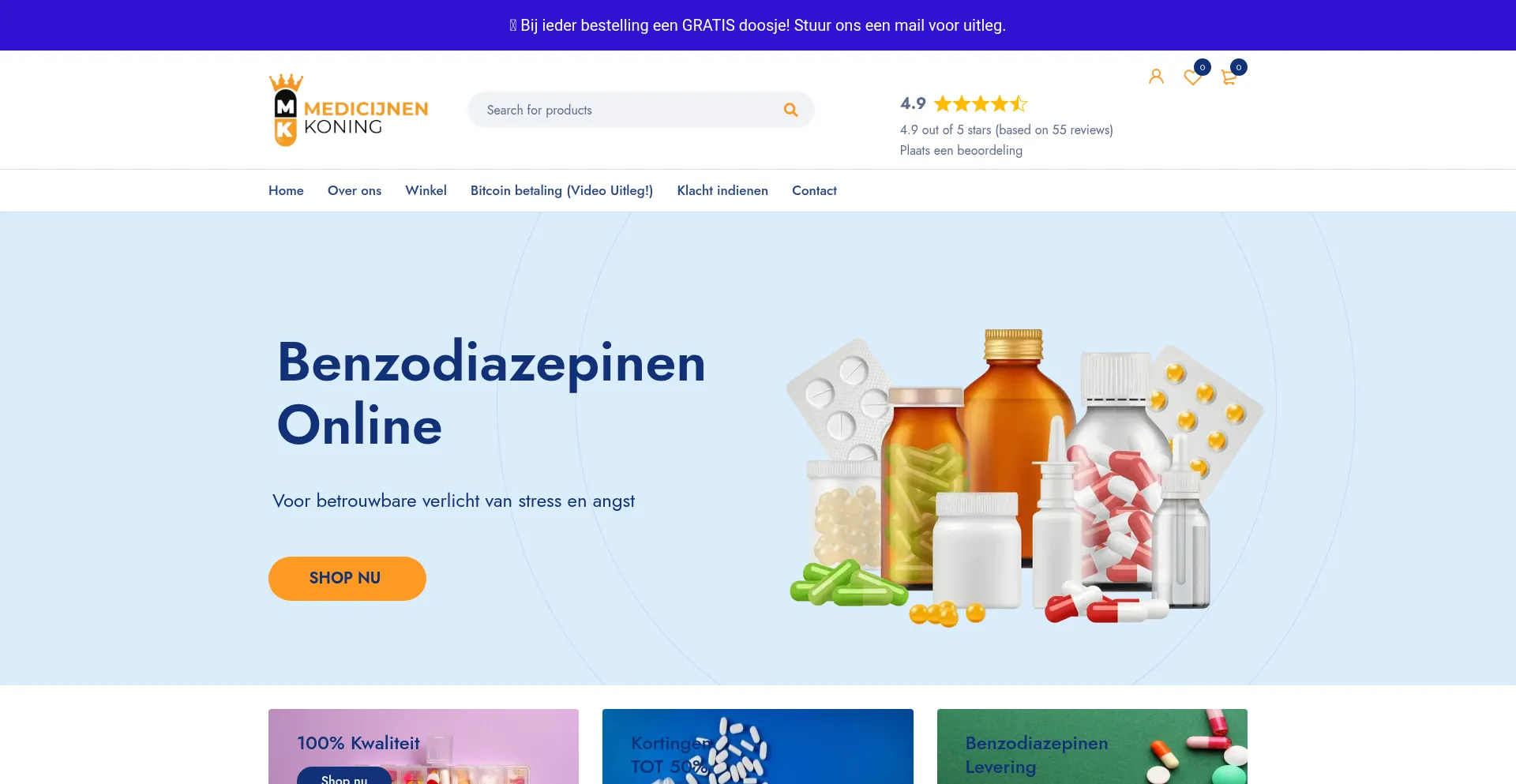 Website screenshot of Medicijnenkoning.com