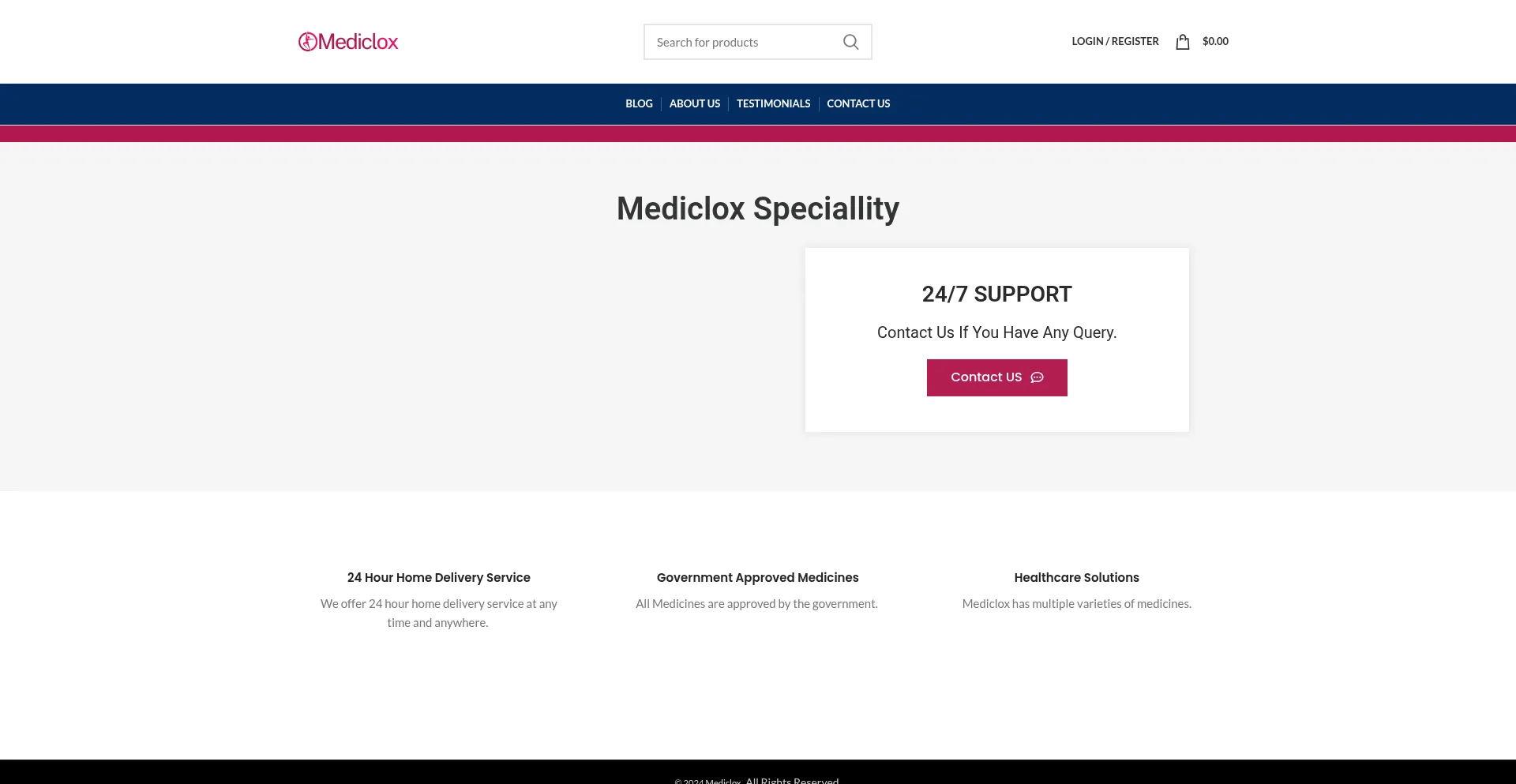 Website screenshot of Mediclox.com