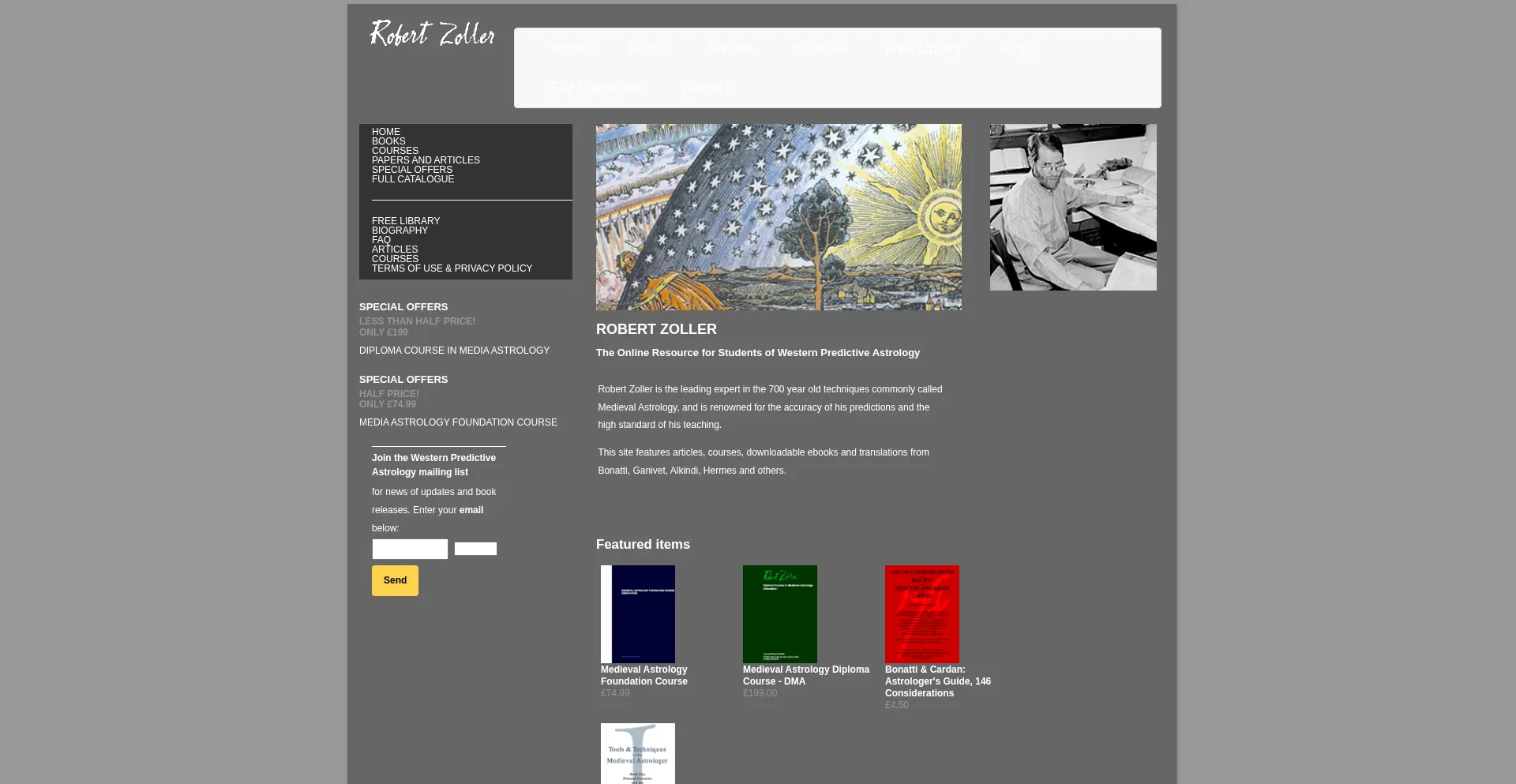 Website screenshot of Medievalastrology.org