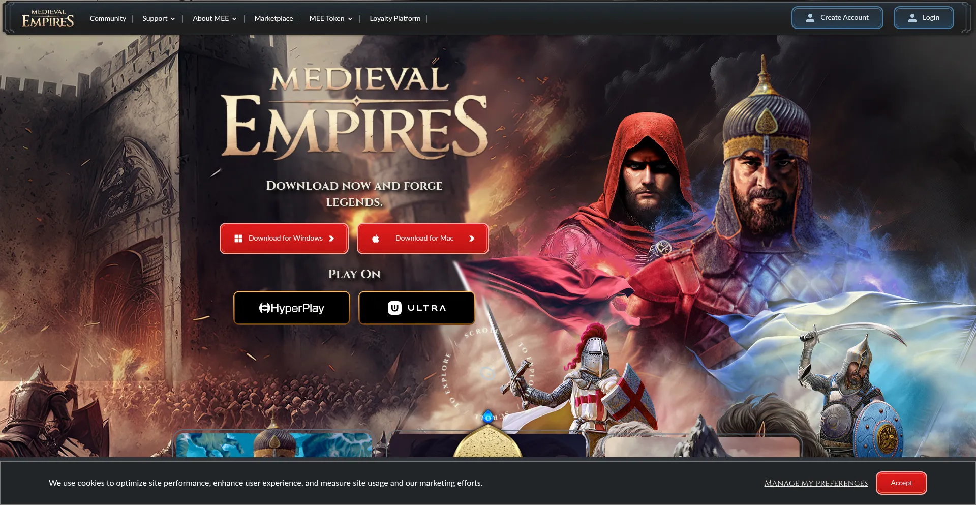 Website screenshot of Medievalempires.com