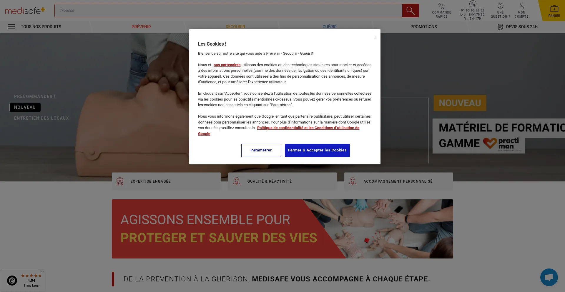 Website screenshot of Medisafe.fr