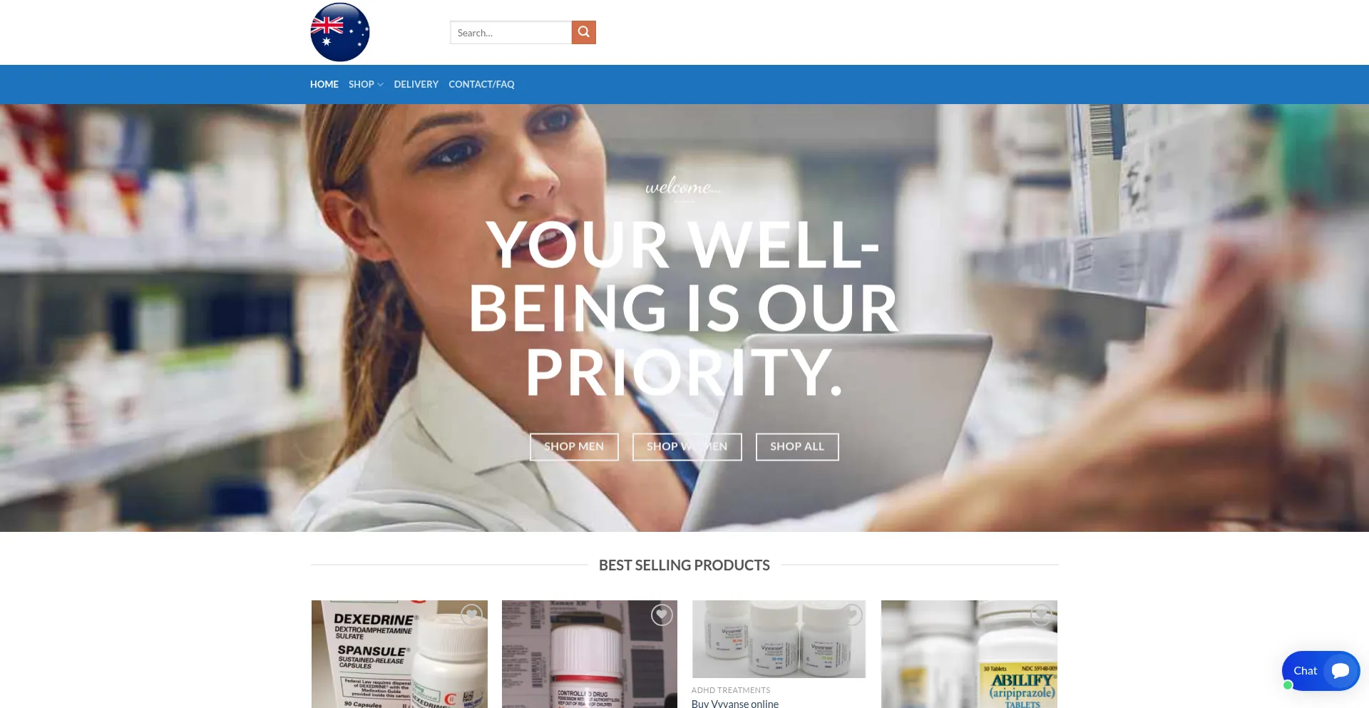 Website screenshot of Medocstore.com.au