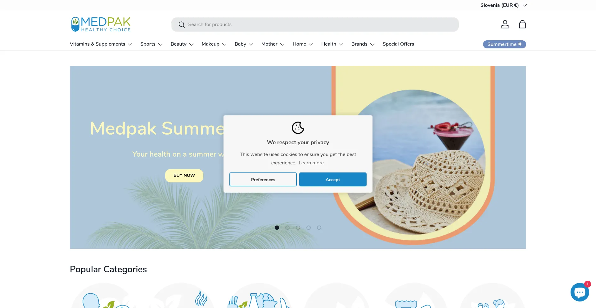 Website screenshot of Medpak.shop
