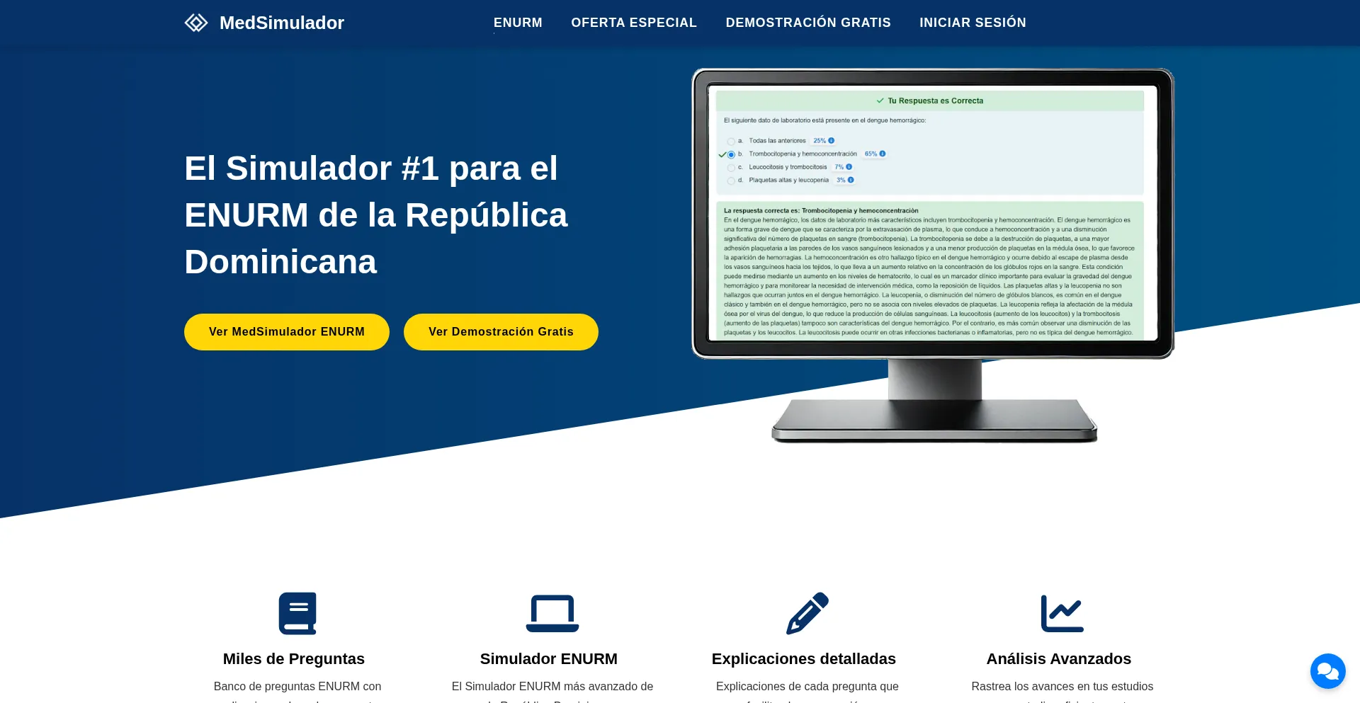 Website screenshot of Medsimulador.com