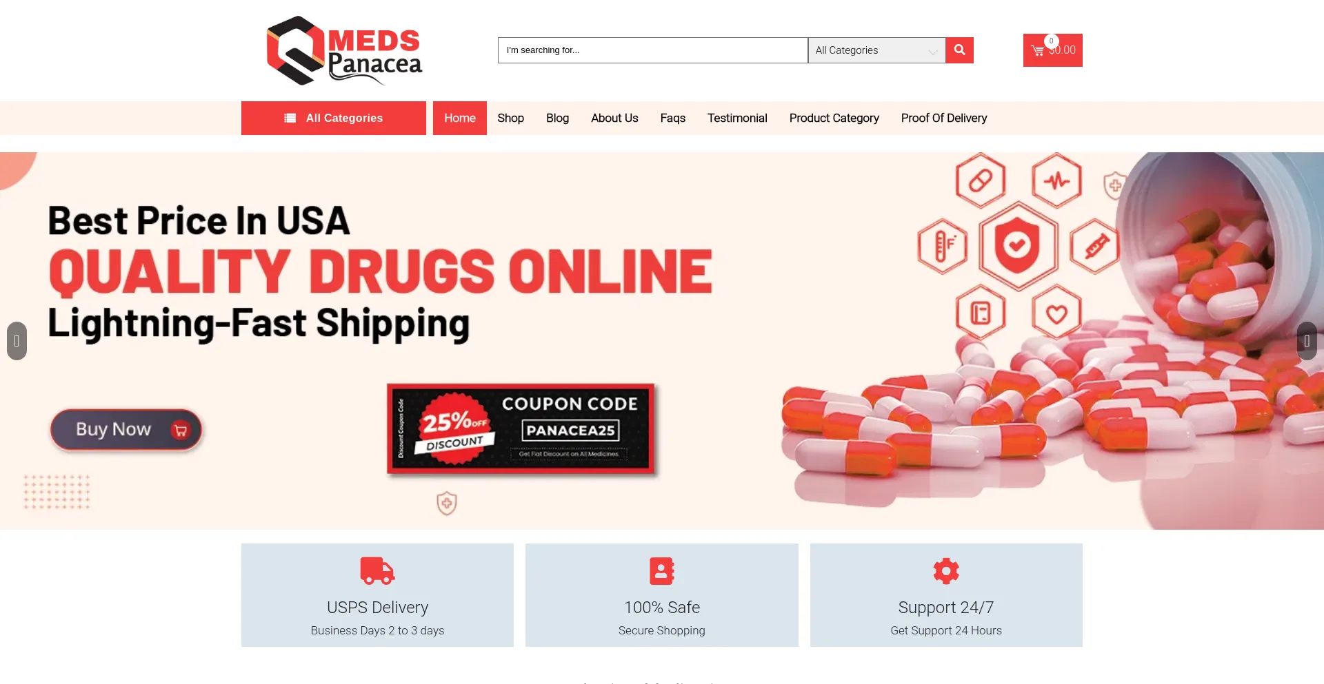 Website screenshot of Medspanacea.com