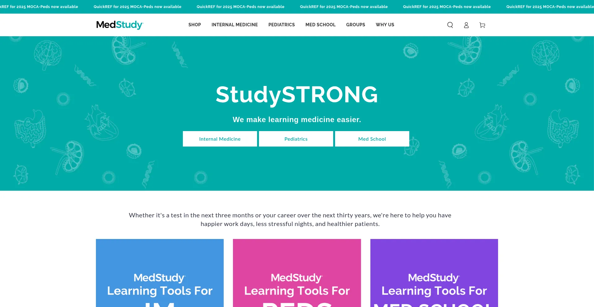 Website screenshot of Medstudy.com