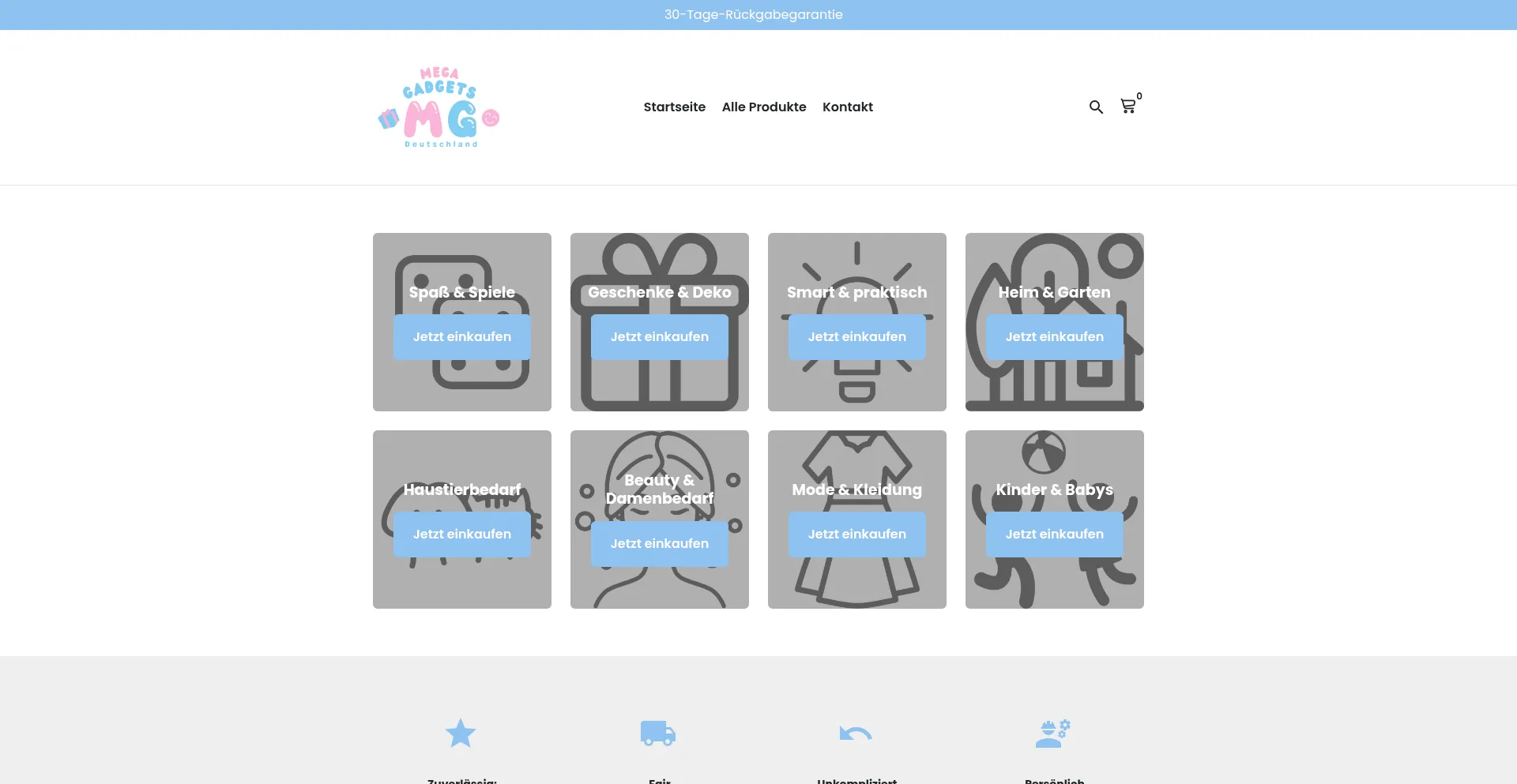 Website screenshot of Mega-gadgets.de