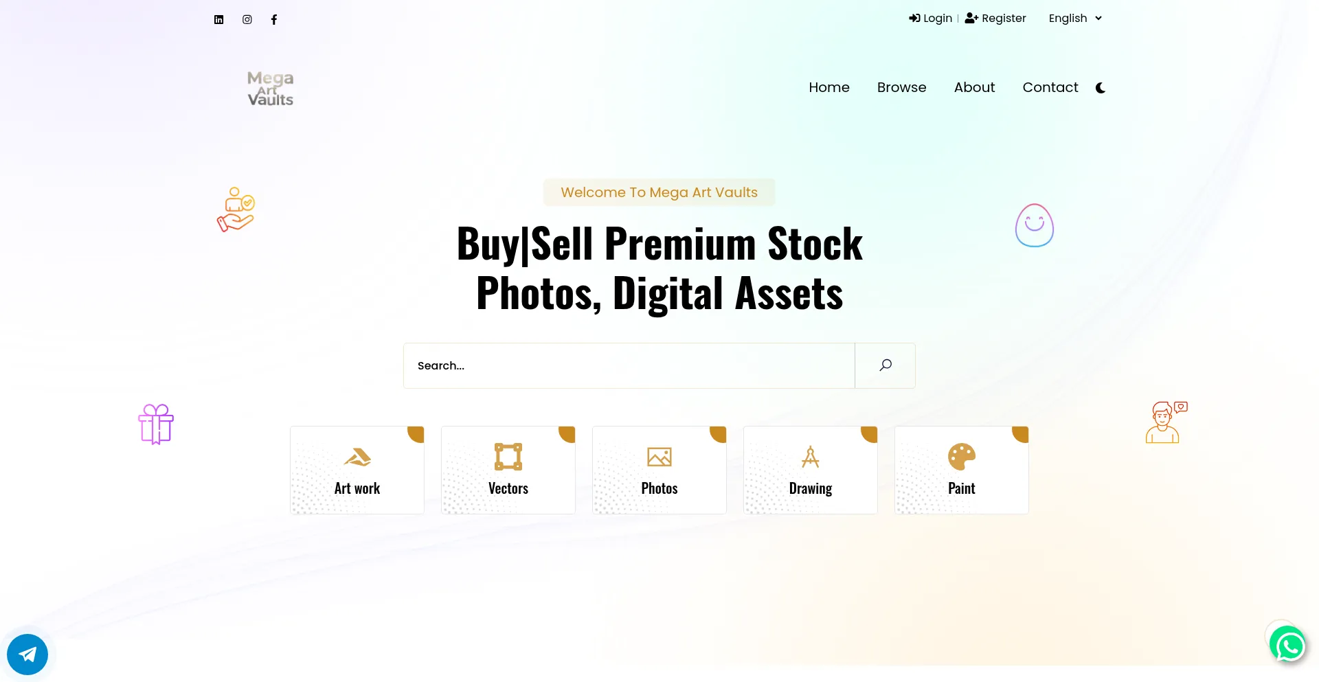 Website screenshot of Megaartvault.pro