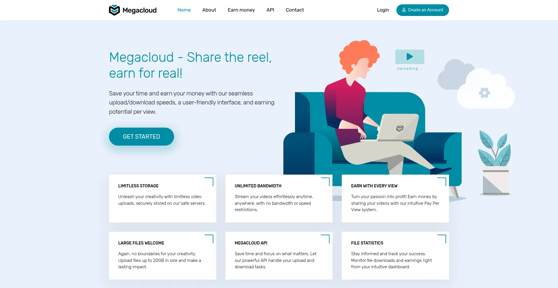 Website screenshot of Megacloud.club