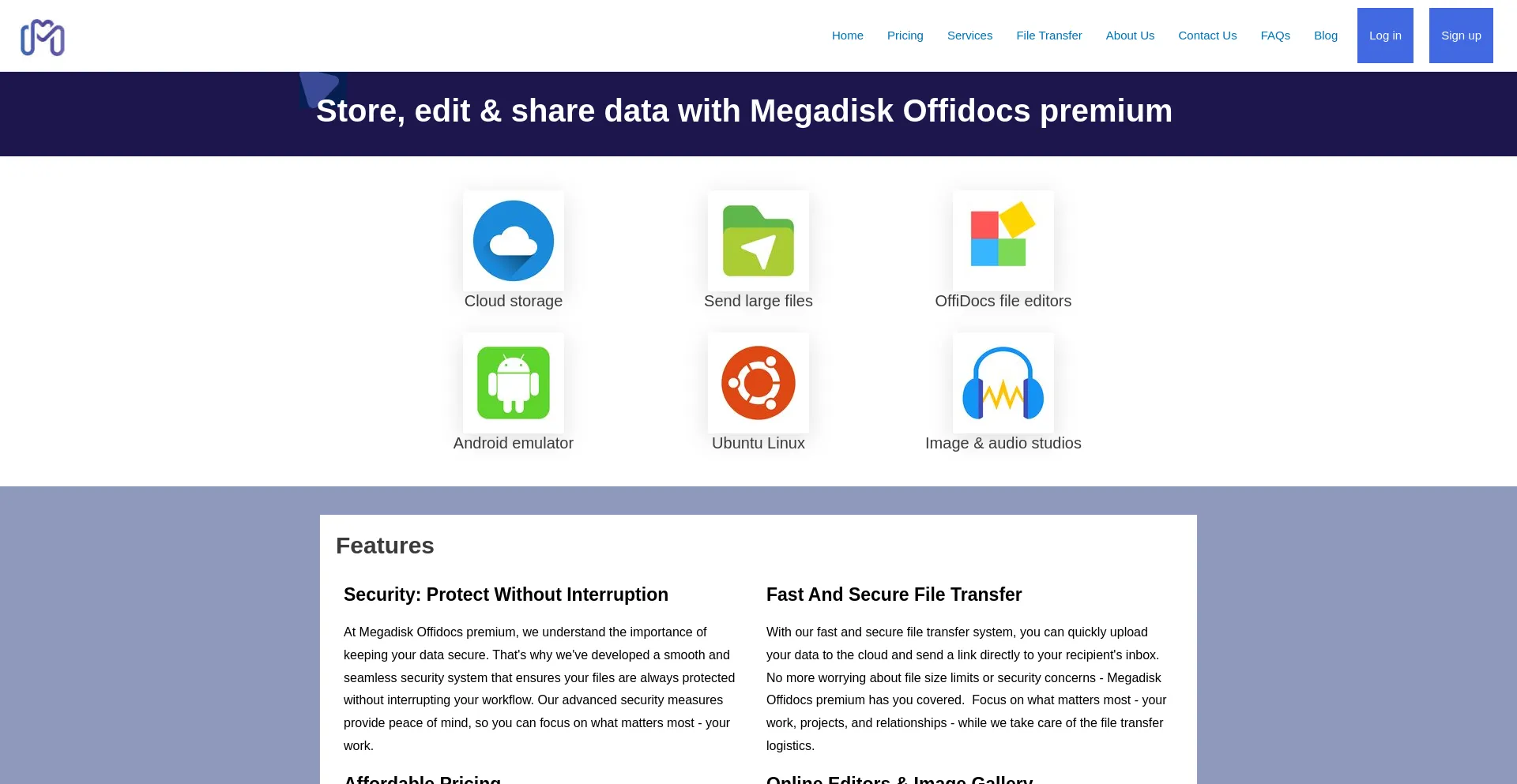 Website screenshot of Megadisk.net
