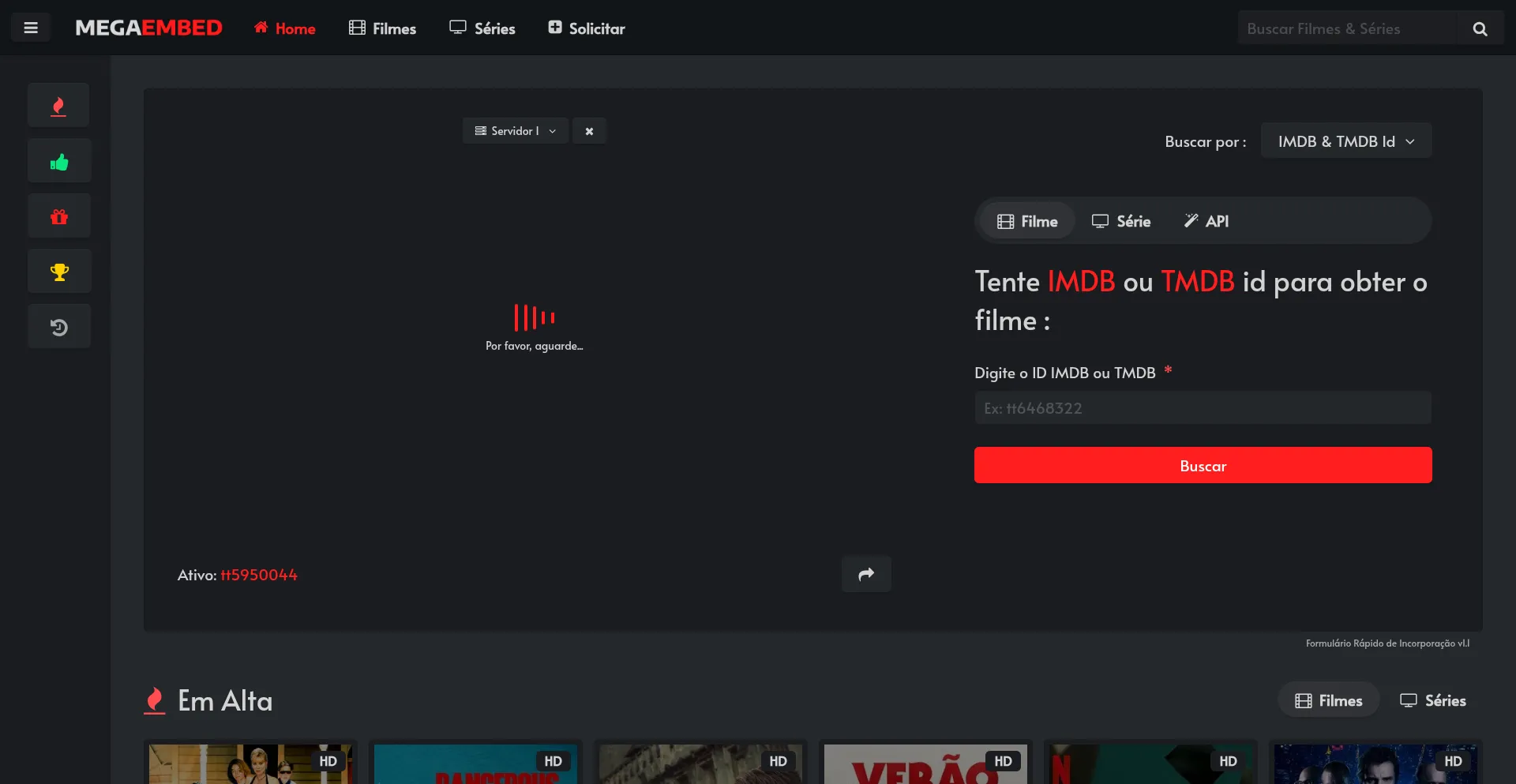 Website screenshot of Megaembed.com