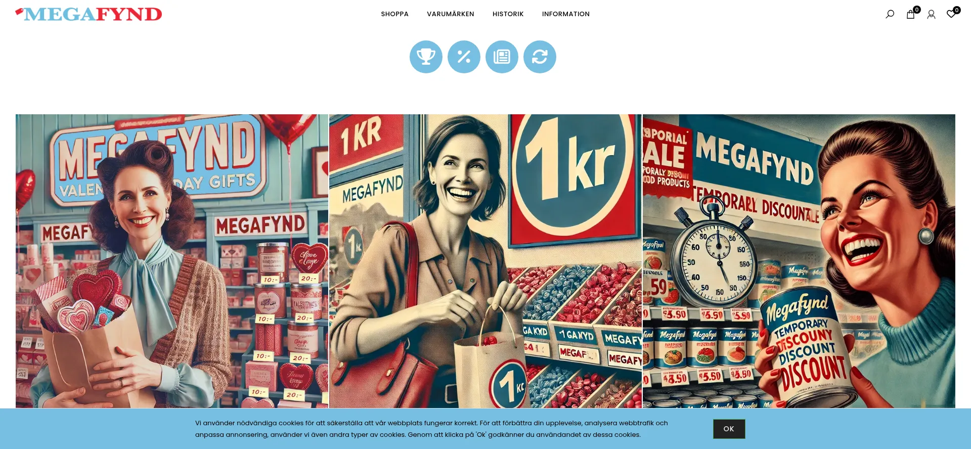 Website screenshot of Megafynd.se