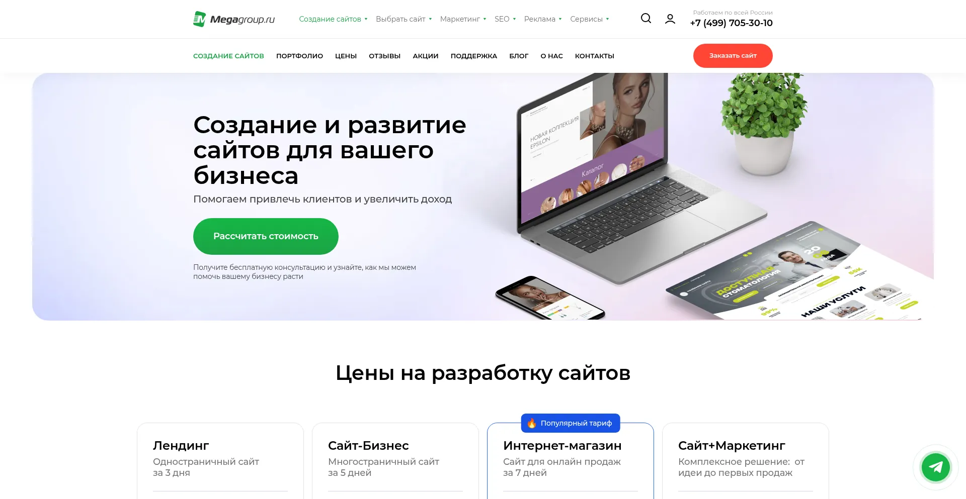 Website screenshot of Megagroup.ru