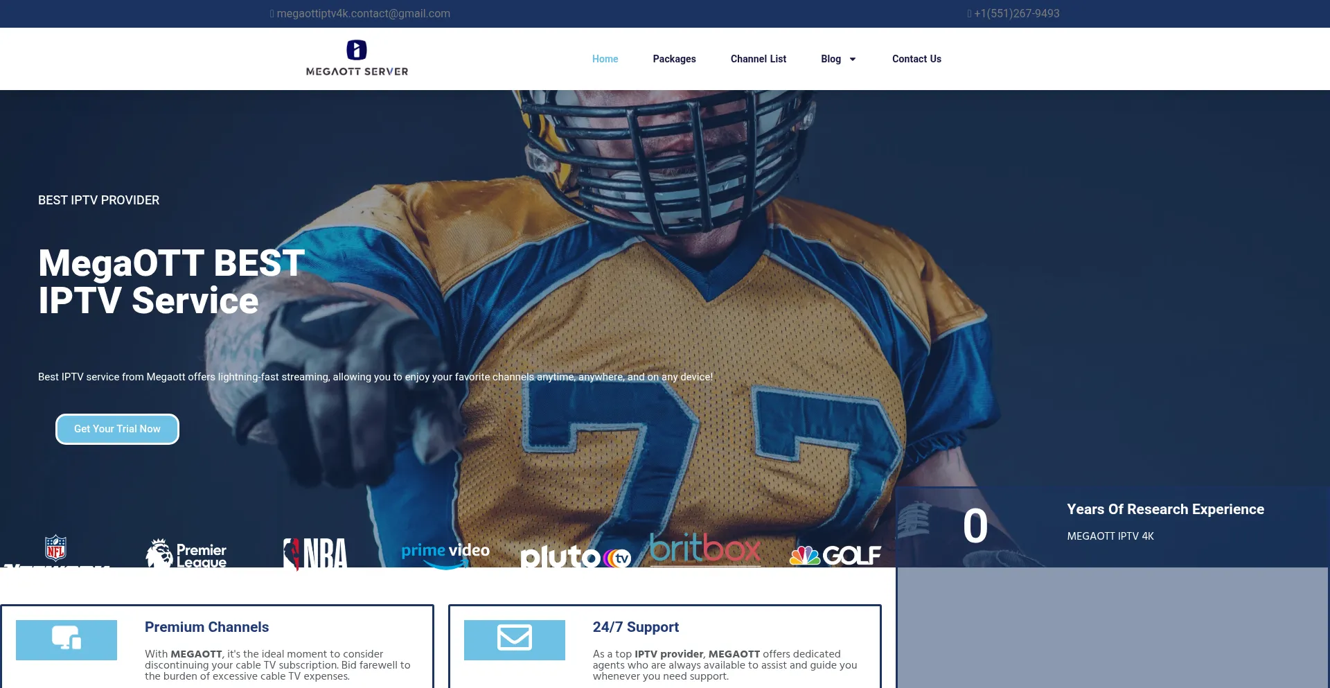 Website screenshot of Megaottiptv4k.com