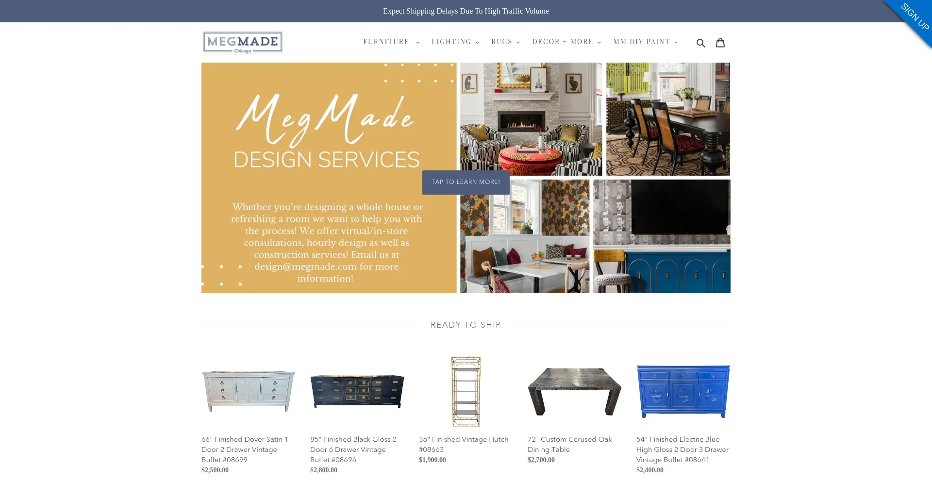 Website screenshot of Megmade.com