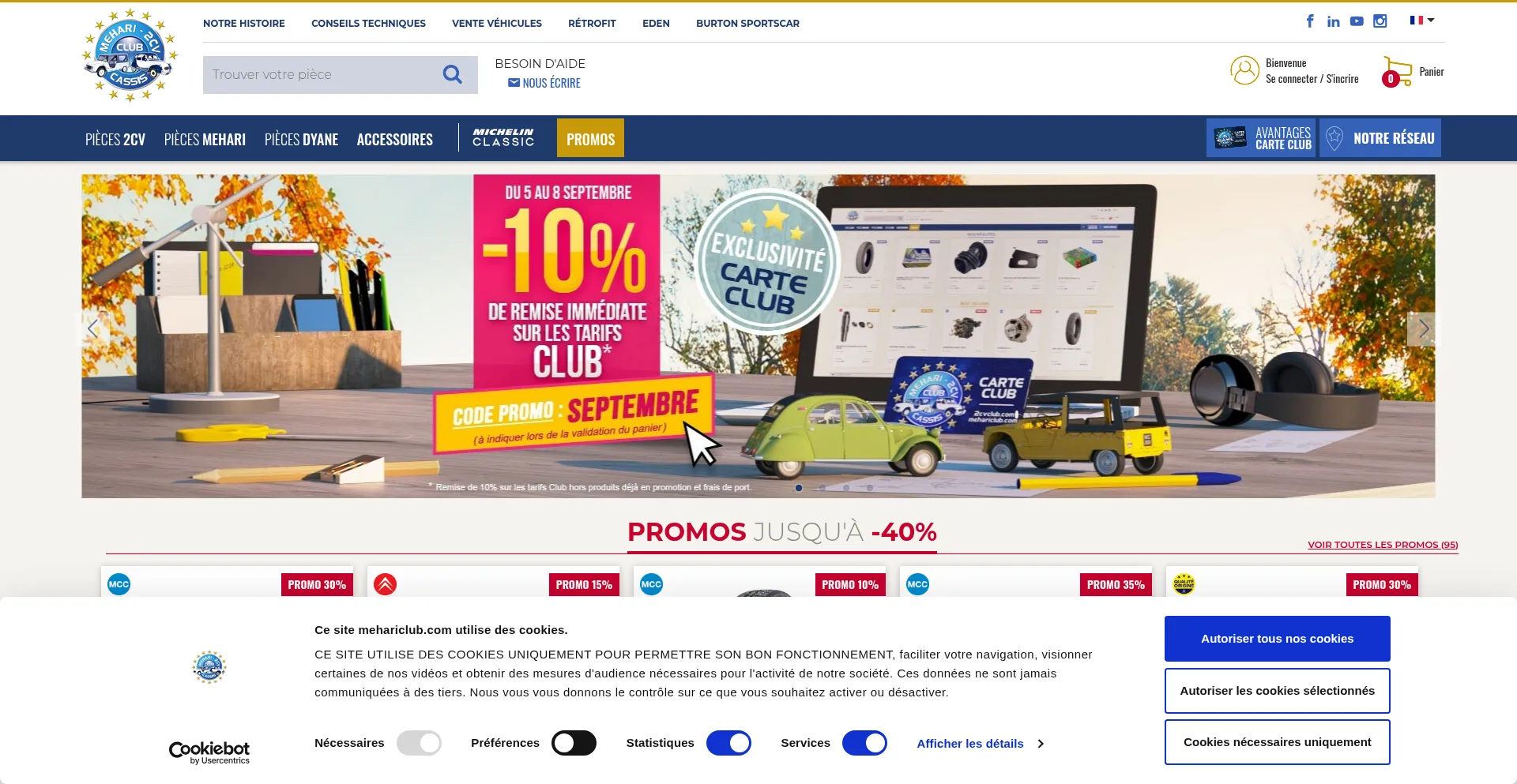 Website screenshot of Mehariclub.com