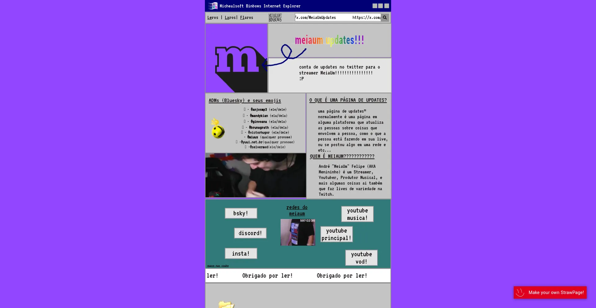 Website screenshot of Meiaumupdates.straw.page