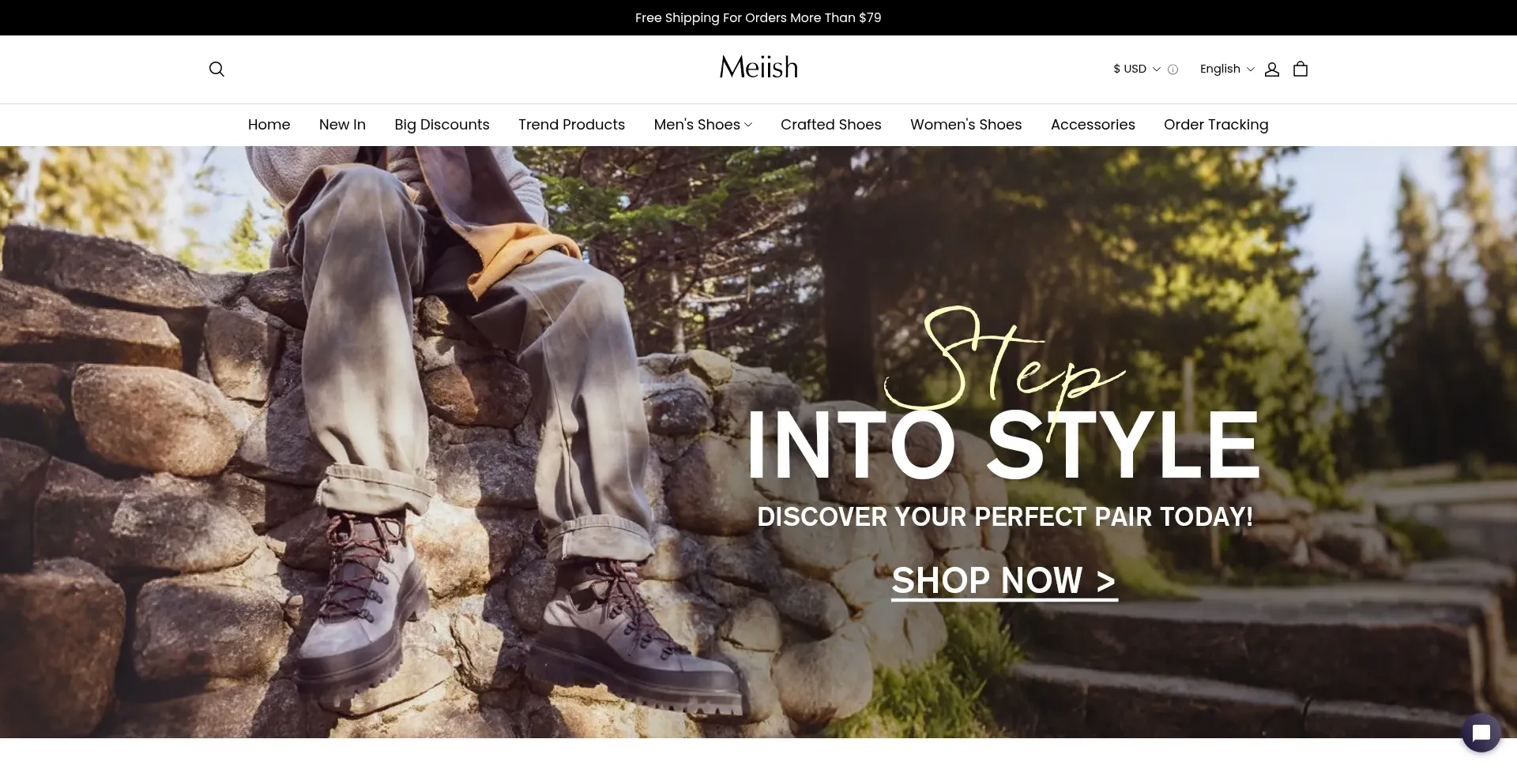 Website screenshot of Meiish.com