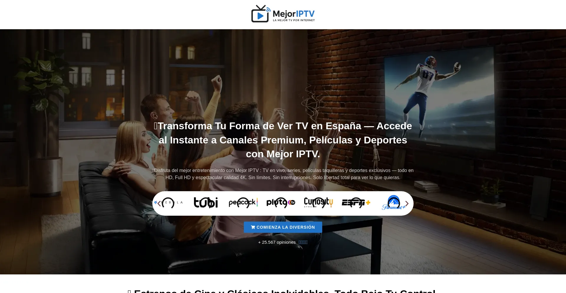 Website screenshot of Mejoriptv.tv