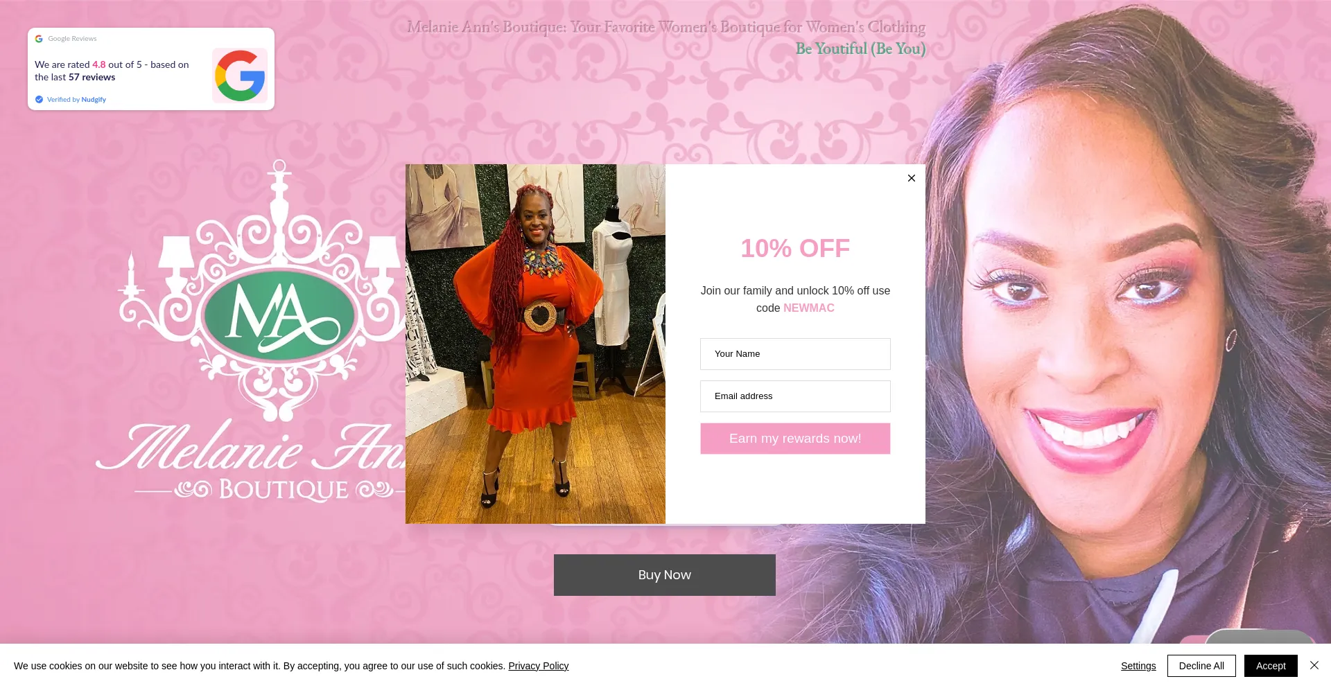Website screenshot of Melanieannsboutique.com