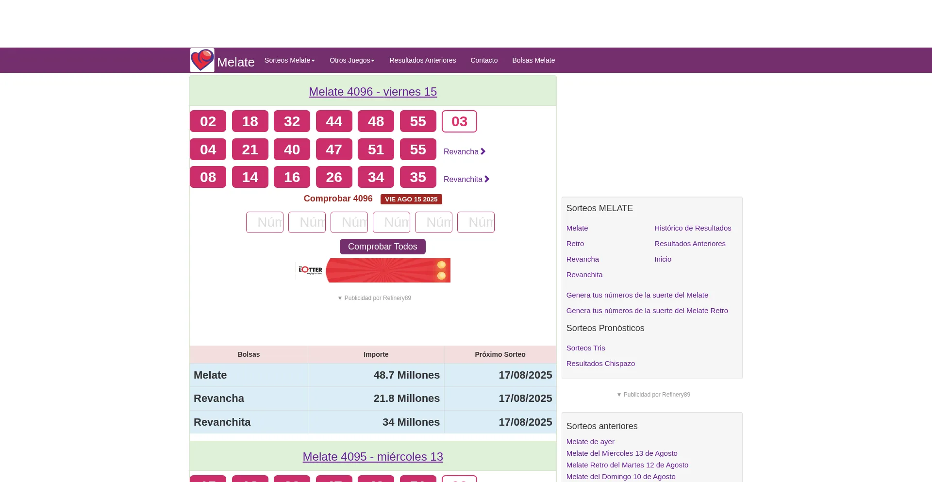 Website screenshot of Melaterevancha.com
