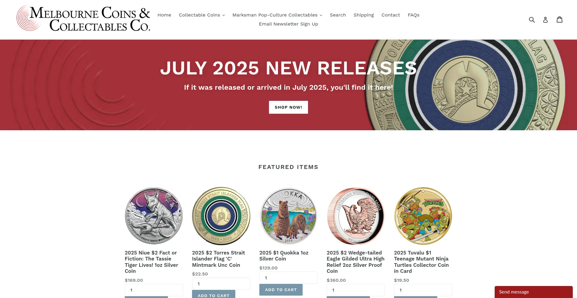 Website screenshot of Melbournecoinco.com