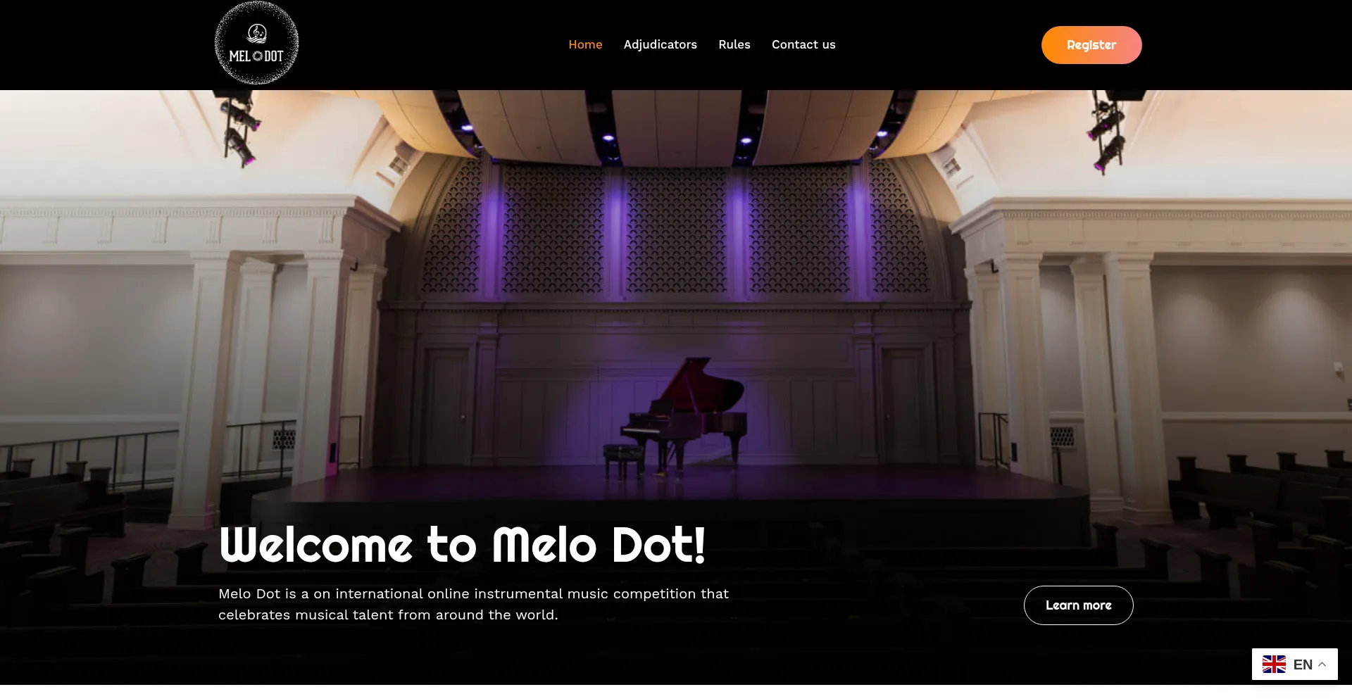 Website screenshot of Melodot.com