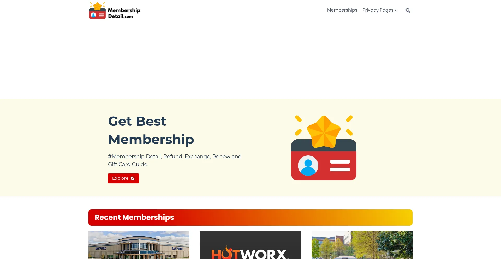 Website screenshot of Membershipdetail.com