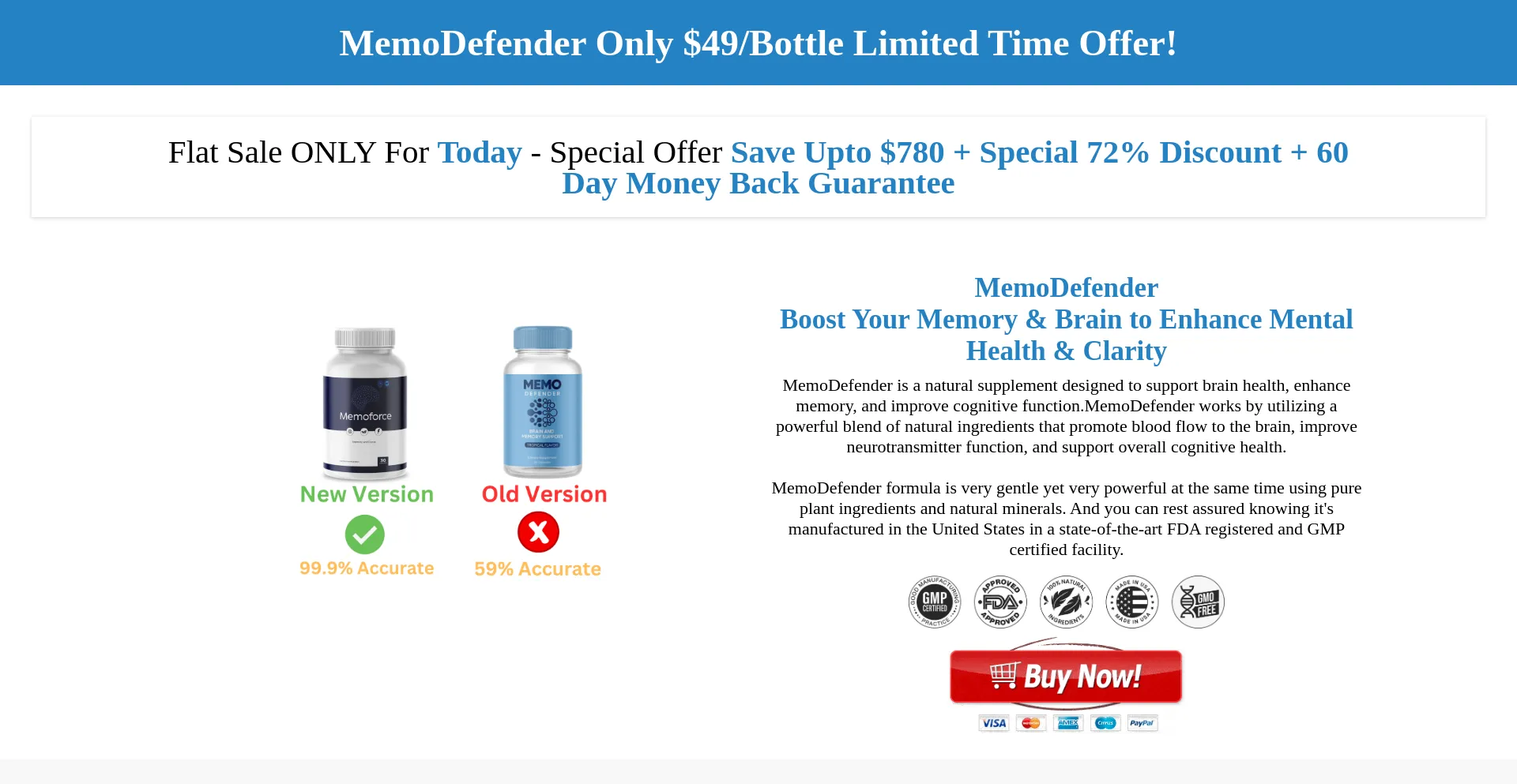 Website screenshot of Memodefender.co