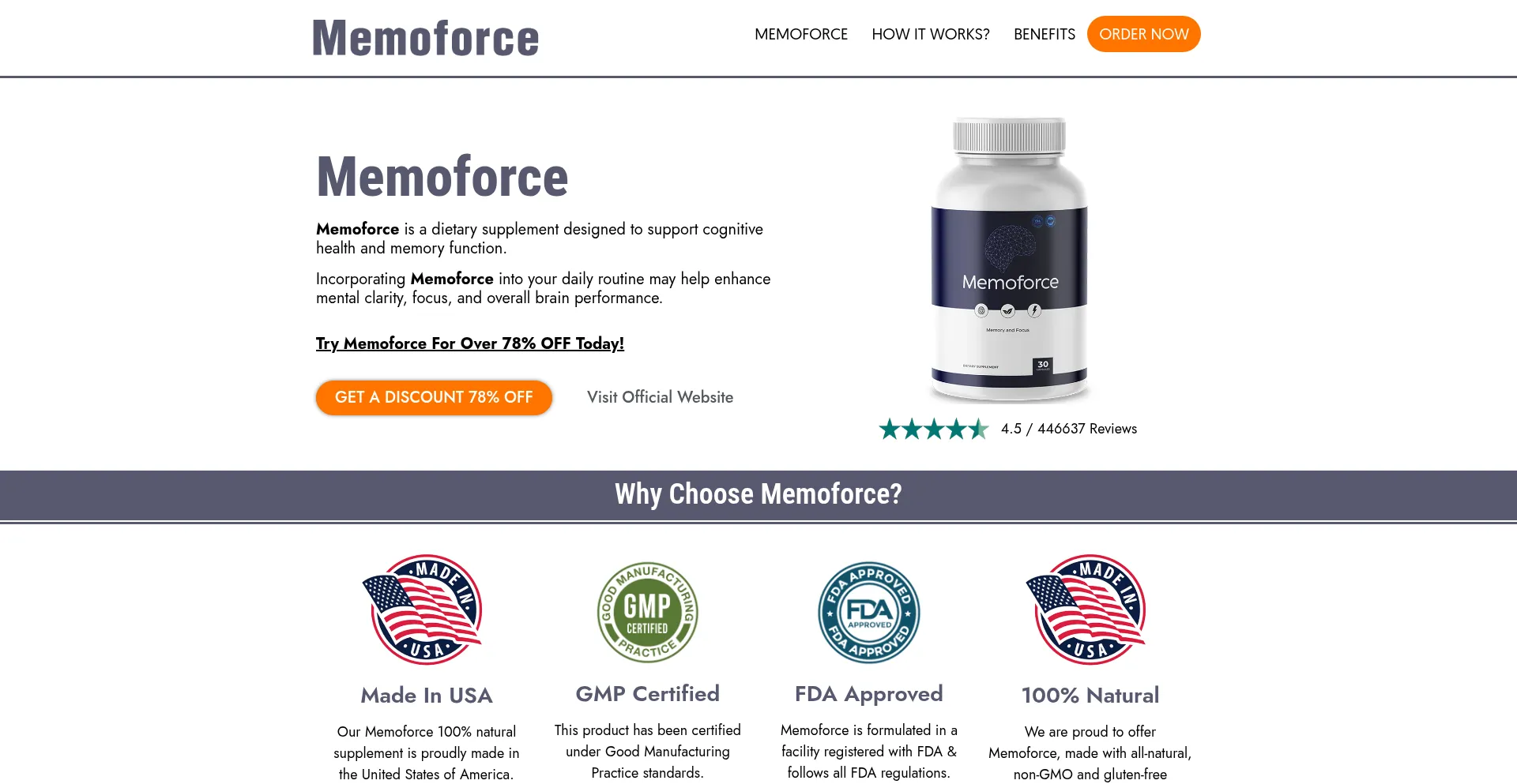 Website screenshot of Memoforce.online