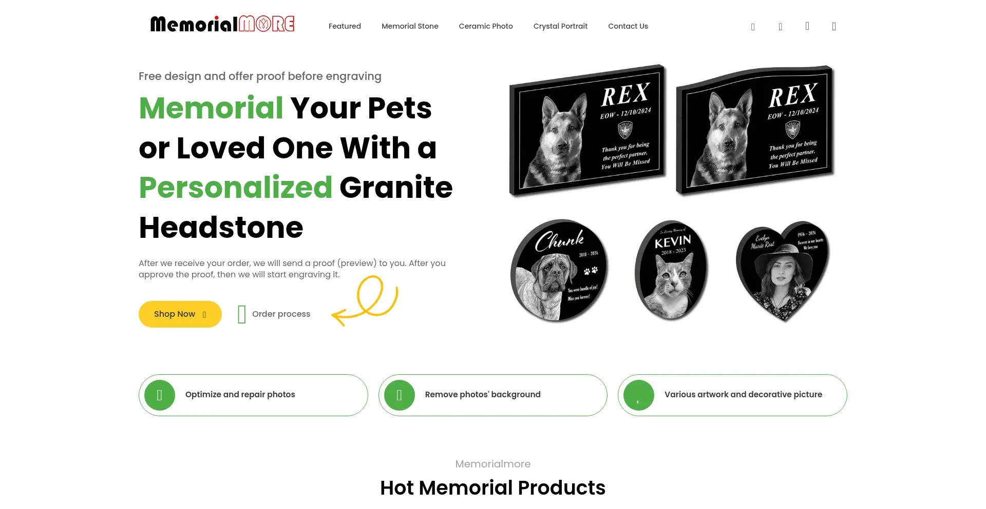 Website screenshot of Memorialmore.co.uk