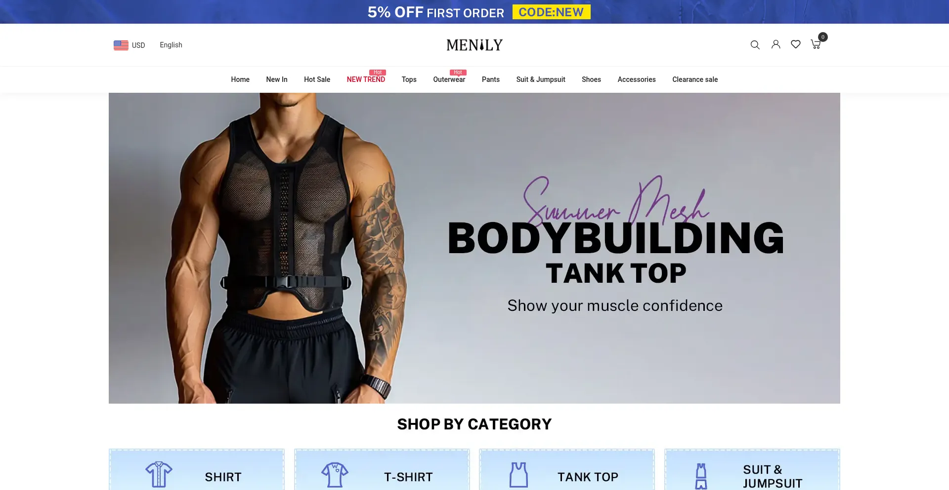 Website screenshot of Menilyshop.com